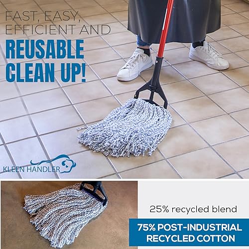 Miniatura 9 de KLEEN HANDLER Trapeador con acabado de extremo cortado, diadema universal de 1.25 pulgadas, máxima absorción, paquete de 6
