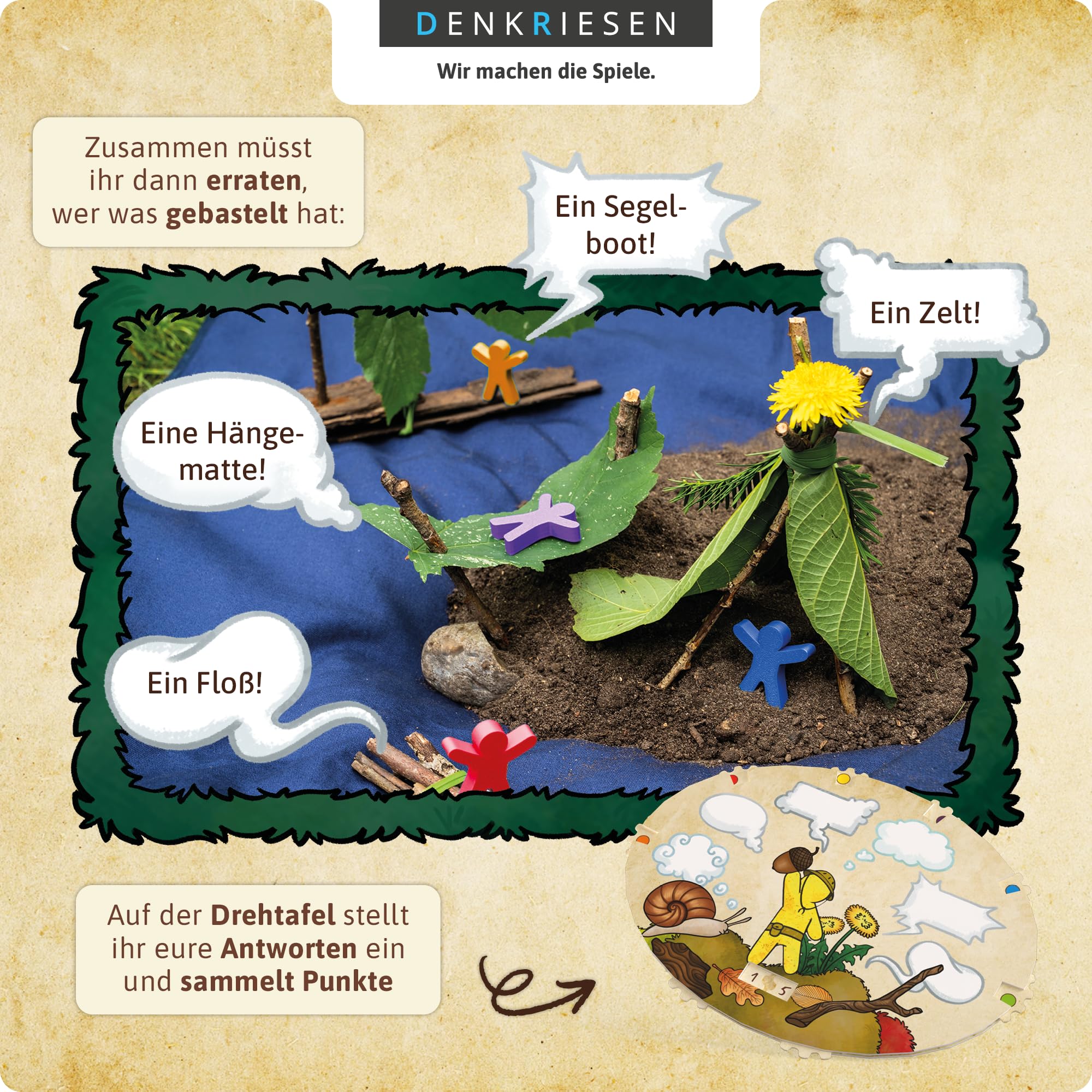 DENKRIESEN Freiluftwelten – Das Insel-Abenteuer | Kreatives Abenteuerspiel für drinnen & draußen | Naturspiel & Familienspiel ab 7 Jahren | Outdoor Spiel für 2–6 Spieler