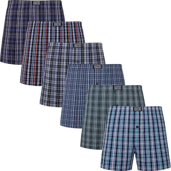 JupiterSecret Men's Boxers Underwear 100% Cotton Woven Boxers for Men Pack Boxer Shorts Assorted Colors