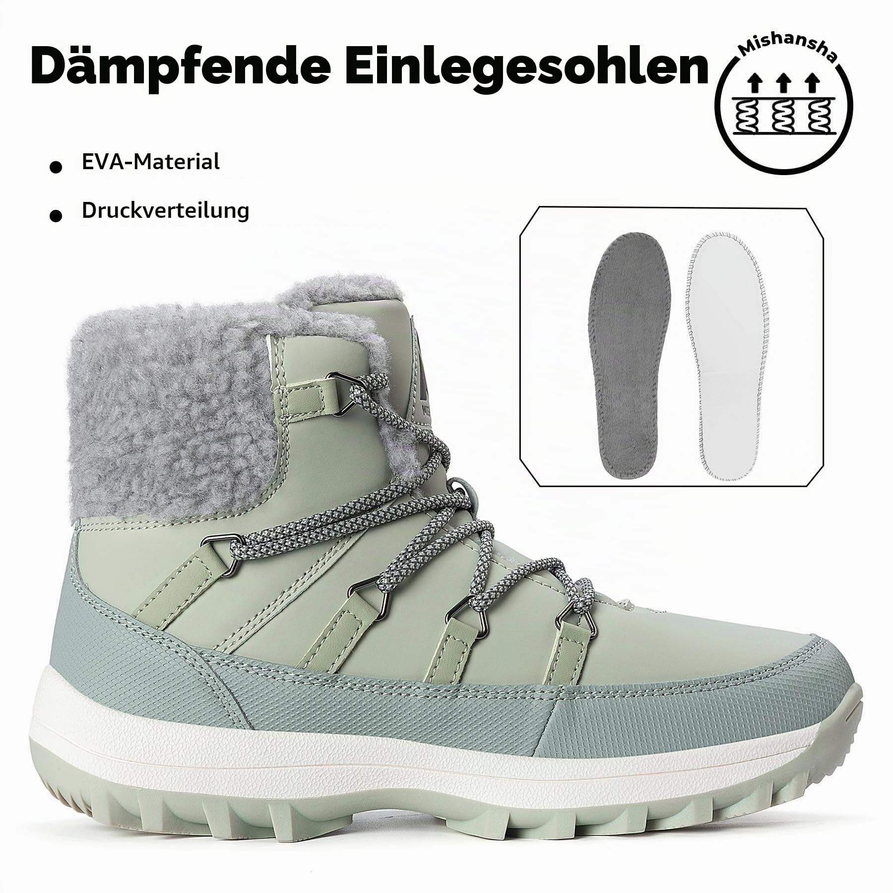 Mishansha Winterstiefel Damen Gefüttert Winter Warme Gr.36-42 | Winterschuhe,Bequeme,Rutschfeste,Leicht,Schneestiefel,Schneeschuhe,Wander Trekking