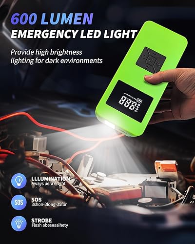 Miniatura 6 de Arrancador de salto con compresor de aire, batería de coche portátil de 12 V 8000 mAh (6.0L de gas y 3.0 L diesel), inflador de neumáticos de coche