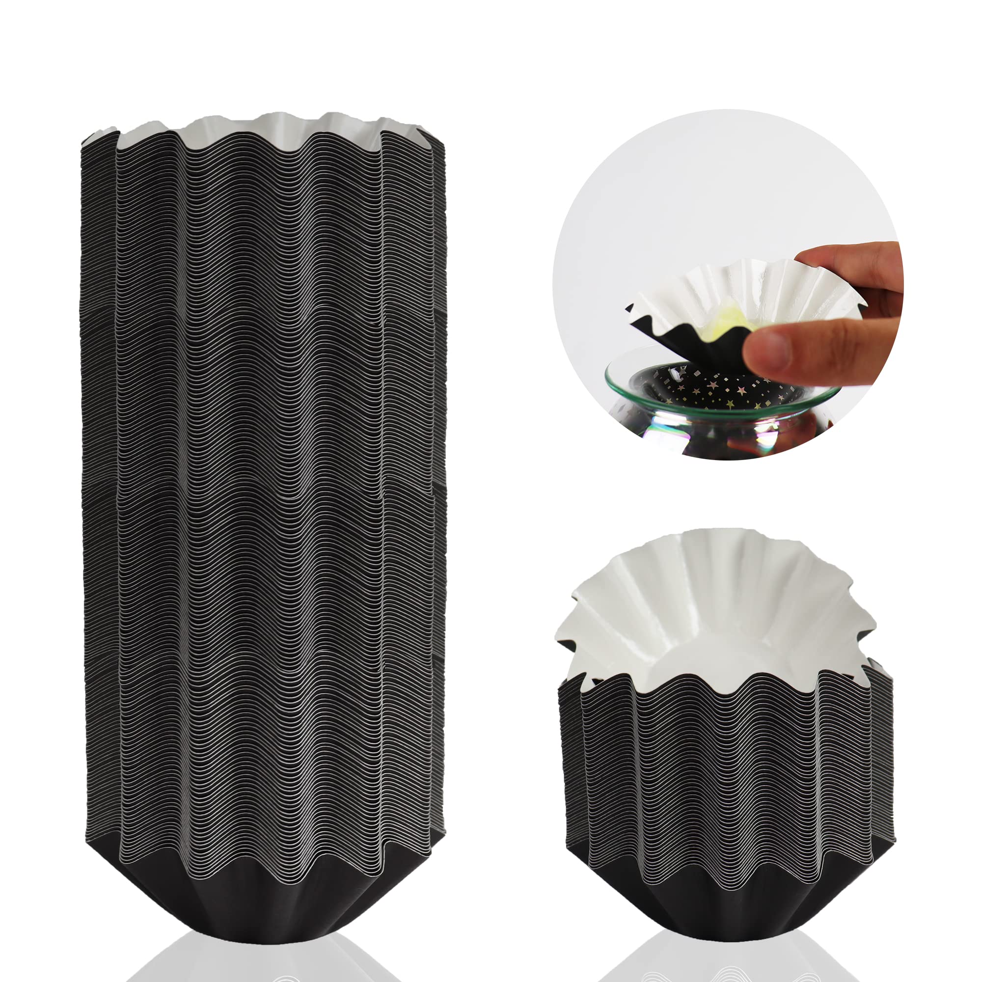 HMLUESR 100 pcs Wax Melt Warmer Liners Reusable, Leakproof Candle Warmer Liners Wax Tray for Scented Wax, Black