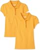 The Childrens Place girls Short Sleeve Ruffle Pique Polo Shirt, Yellow Pencil 2 Pack, Large US