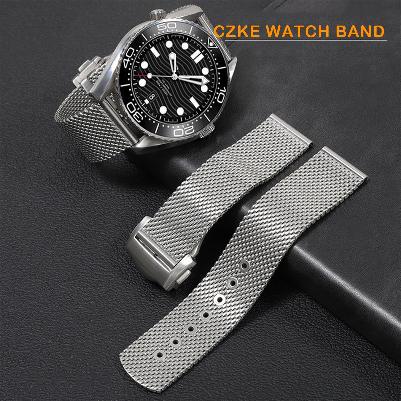 Uhrenarmband aus Edelstahl mit Kette für Omega 007 Diver 300, Ersatzarmband für 20 mm und 22 mm, Milanaise-Armband