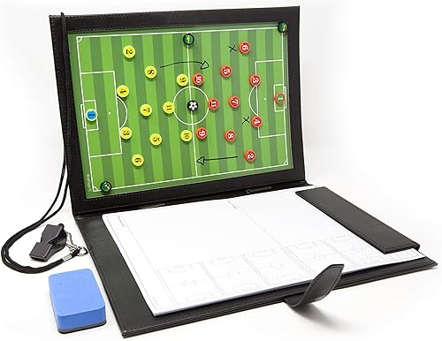 WISEPLAYERFC Tabla de entrenamiento de fútbol, carpeta magnética de tácticas de entrenador de fútbol con bolsillo con cremallera