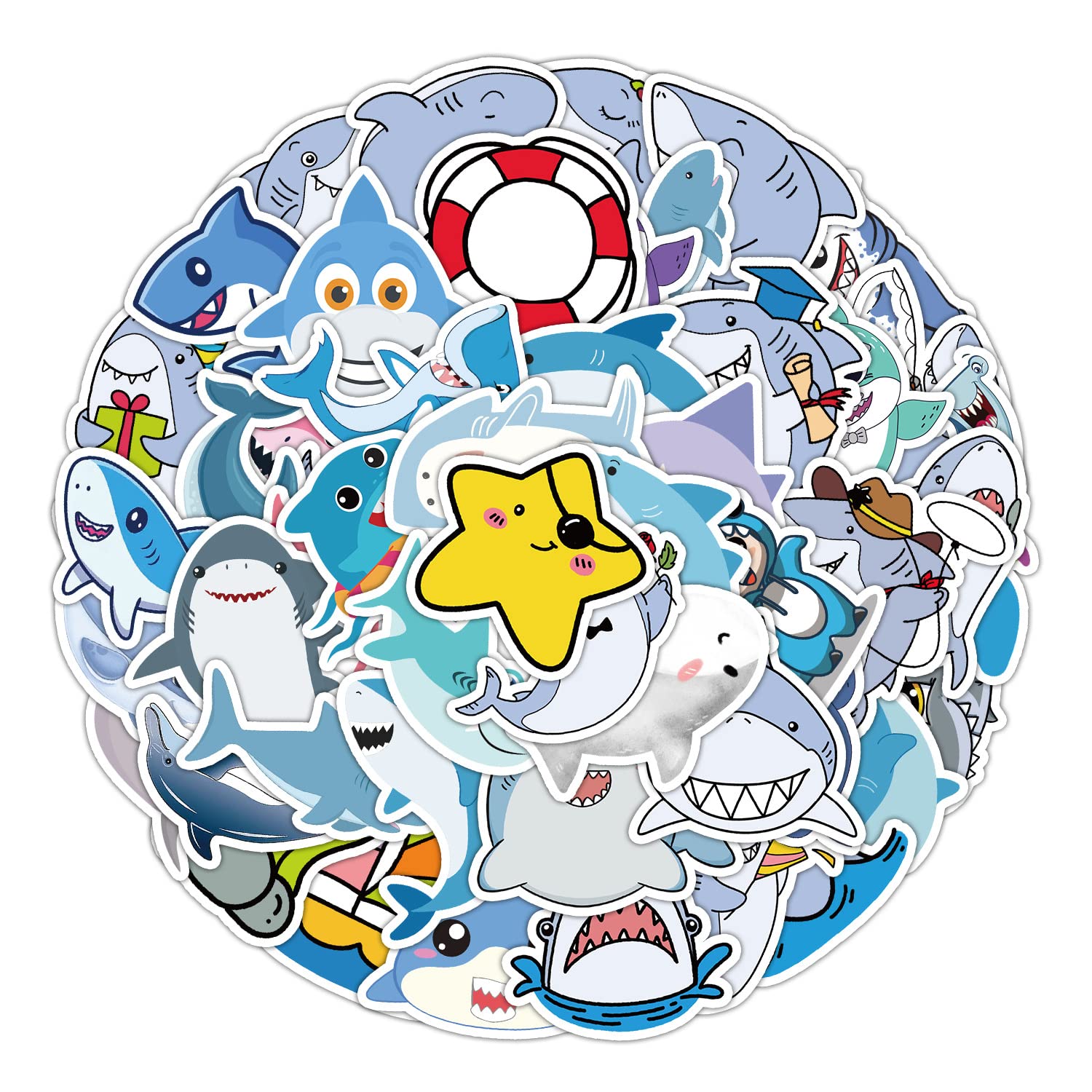 100Pcs Shark Stickers Cool Shark Fishs Sticker Vinyl Waterproof Stickers for Teens Adults Decals for Loptop Water Bottles Skateboard Phone (Shark01)