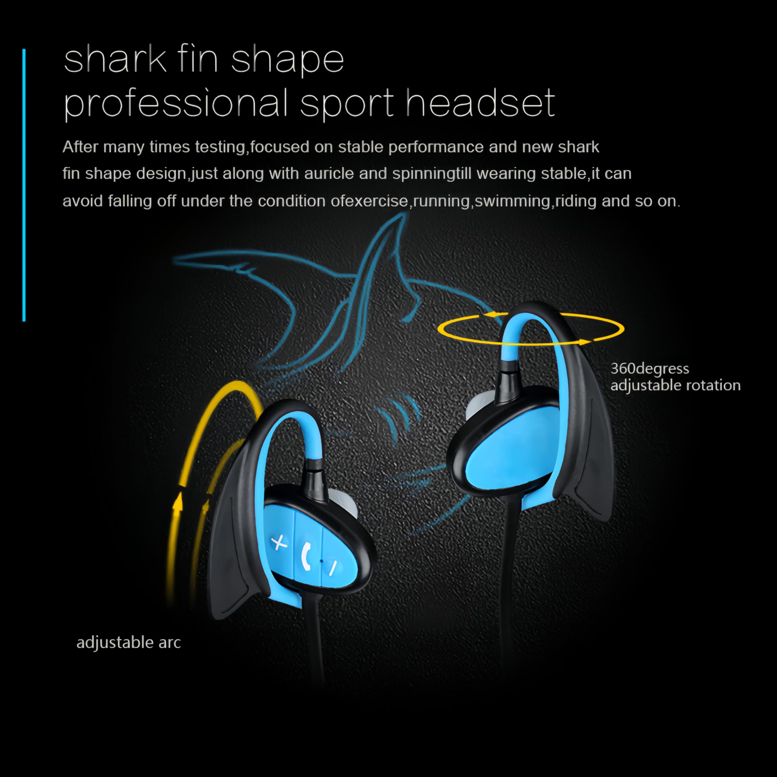 Bewinner Casque de Natation Bluetooth Étanche IPX8 avec Réduction du Bruit et Invite Vocale pour Surf et Plongée – Casque sous-Marin sans Fil en Bleu