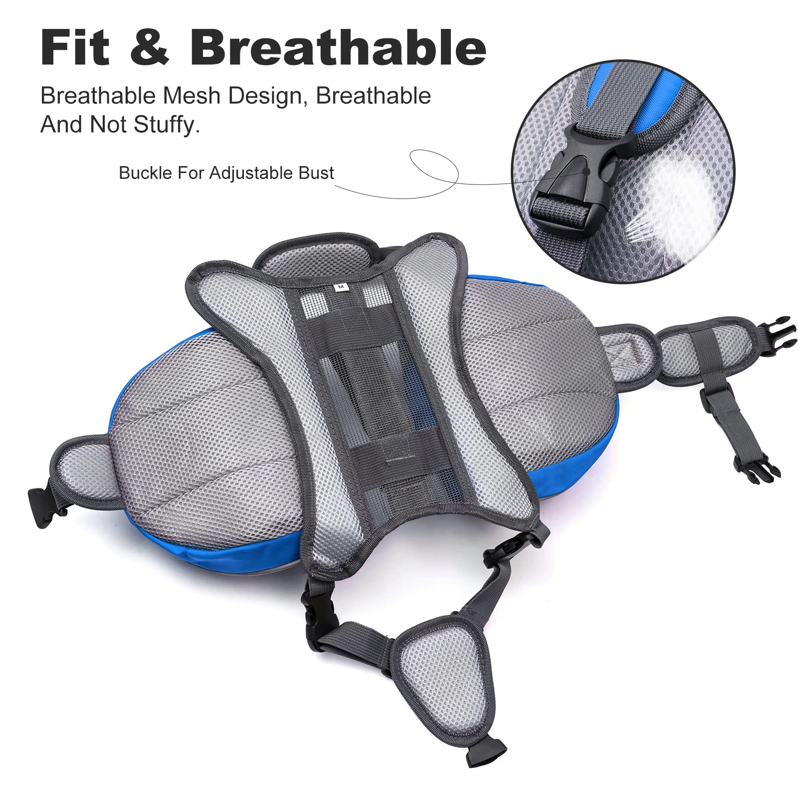 PETCUTE Mochila Arnés Chaleco para Perro,Ajustable Mochila Arnés para Perro Mascota Mediano y Grande,Mochila para Perros con Tira Reflectante,Mango Cómodo,para Senderismo y Camping