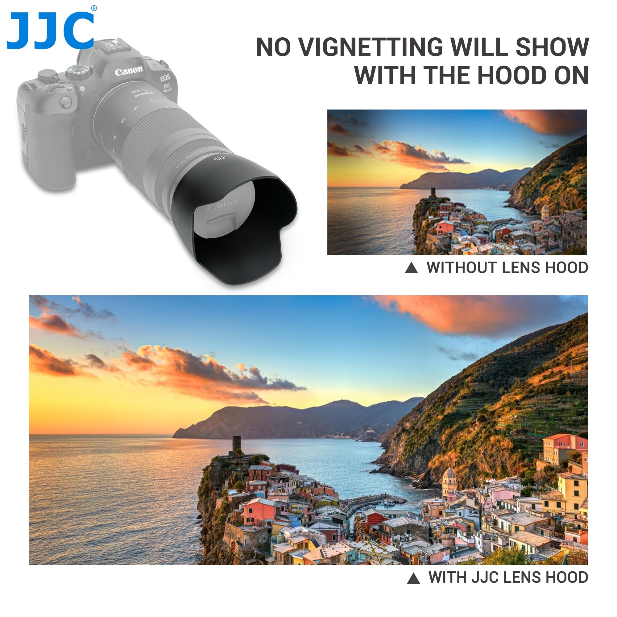 JJC Tulip ET-60 - Paraluce a baionetta da 58 mm per Canon RF 75-300mm F4.0-5.6, EF 75-300mm F4-5.6 III, EF 75-300mm F4-5.6 III USM, EF-S 55-250mm F4-5.6 IS, EF-S 55-250mm mm F4-5 .6 IS II, EF 90-300mm