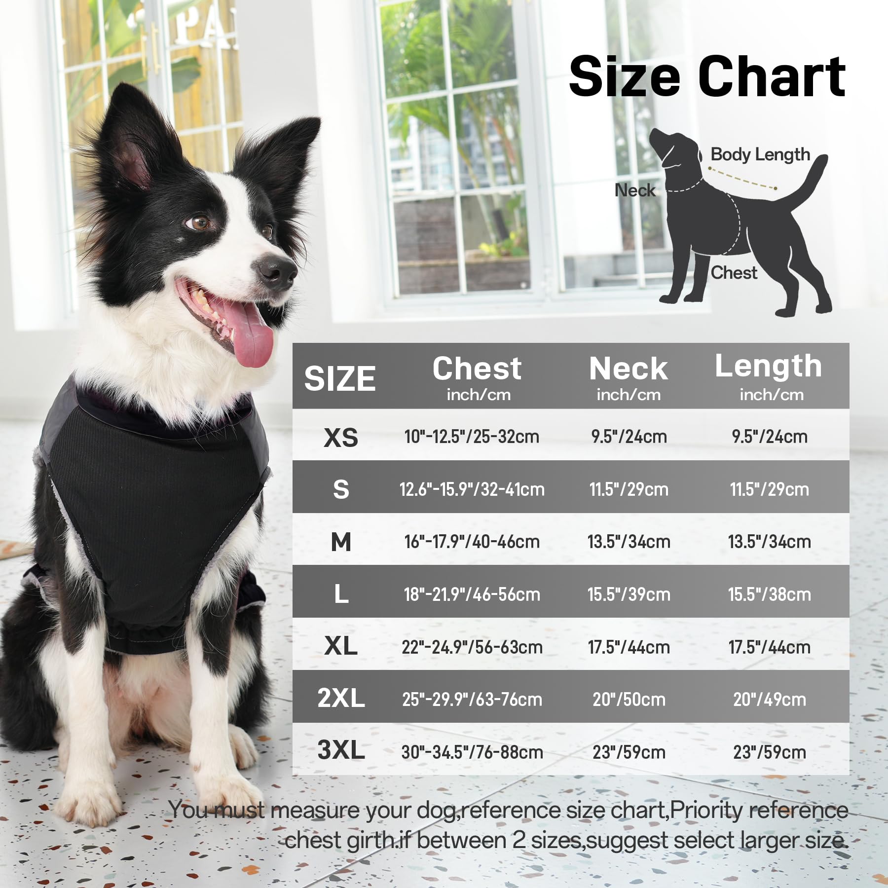 JoyDaog Warm Fleece Dog Coat, Dog Jacket, Dog Clothing for Medium Dogs D-Rings, Waterproof Puppy Jacket for Cold Winter Black, Size L - Image 4