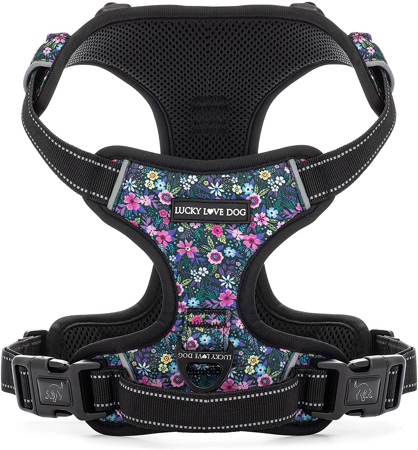 Lucky Love Dog No Pull Dog Harness, Adjustable and Easy to Walk, Cute Patterned Harness for Medium Male & Female Dogs - Primrose, Medium