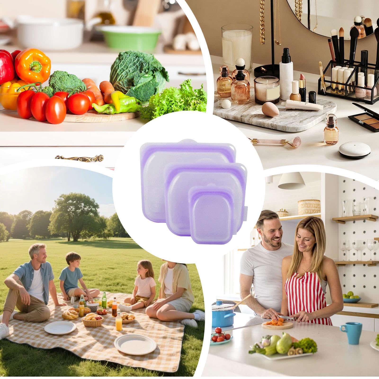 Bolsas Reutilizables para Congelador 3 Bolsas de Silicona para Snacks | Bolsas herméticas para alimentos para preparación de comidas, almuerzo, , carne, queso, verduras,