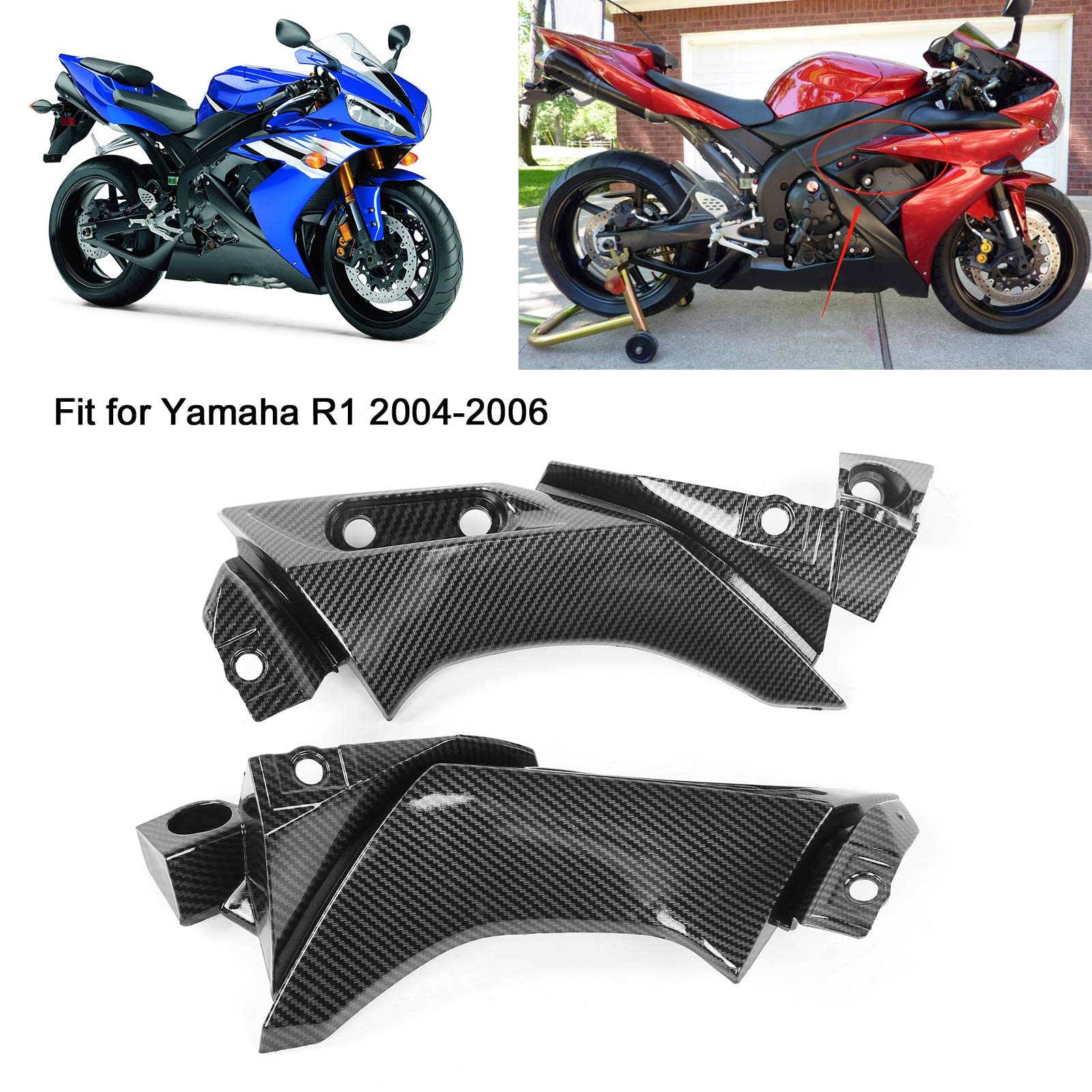 Carénage de moto, panneau latéral de carénage de genou de moto de Style en Fiber de carbone pour R1 2004-2006