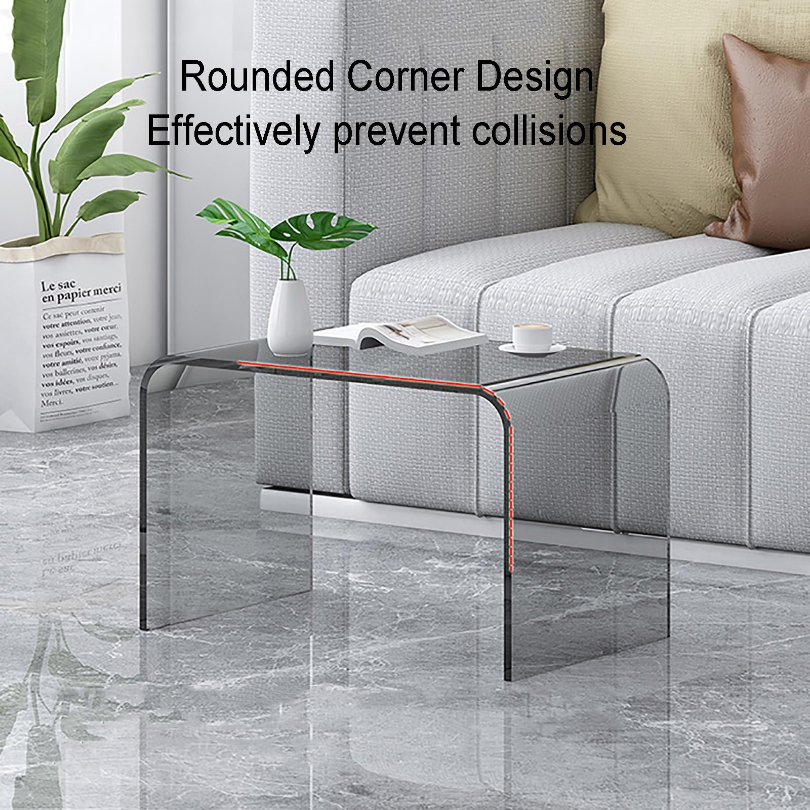 サイドテーブル・ナイトテーブル・ローテーブル Made in I Folding modern acrylic table Modern Acrylic Folding Side Table Round End Table with Tray ｜Homary