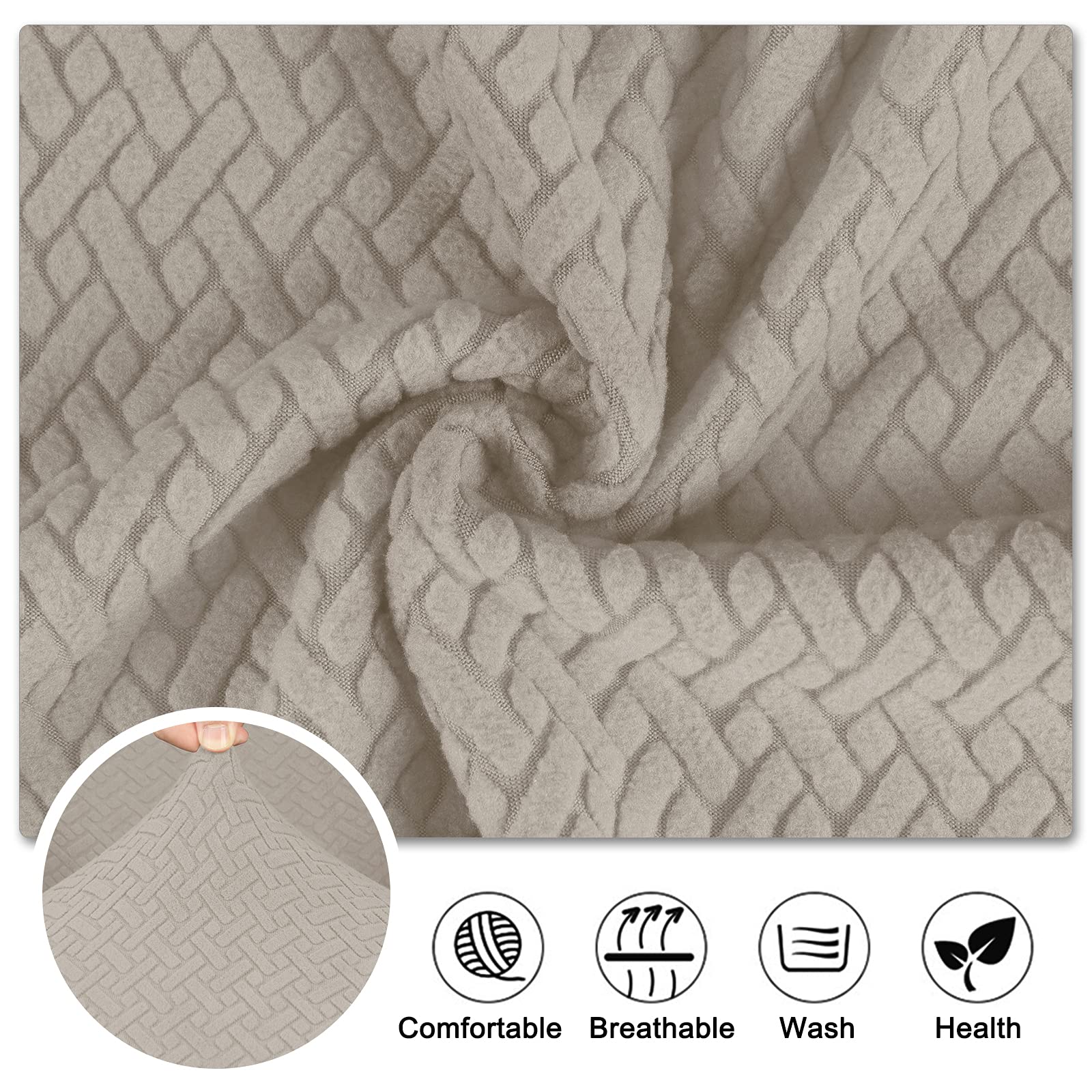 Stuhlhussen mit Langer Rückenlehne Twill-Strickvlies, Stuhlhussen für Esszimmer Küche Zimmer Hotel Stretch-Stuhlsitzbezug Heimdekoration Kamel 4er Pack