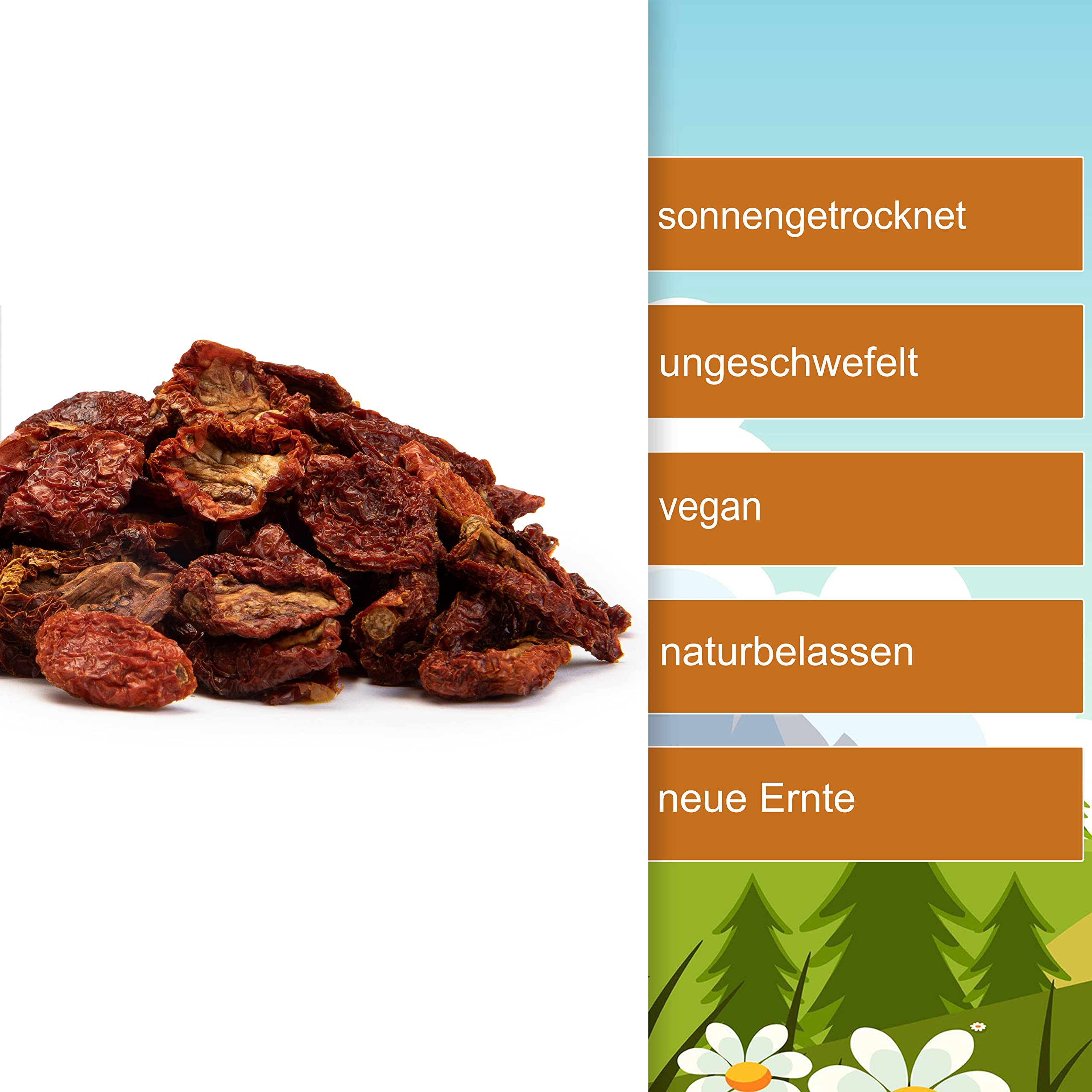 Getrocknete Tomaten 1,5kg im Eimer - leicht gesalzen ganz getrocknet Tomaten - 100% sonnengetrocknet naturbelassen ungeschwefelt vegan hoch aromatisch ohne Geschmacksverstärker - (1,5kg)