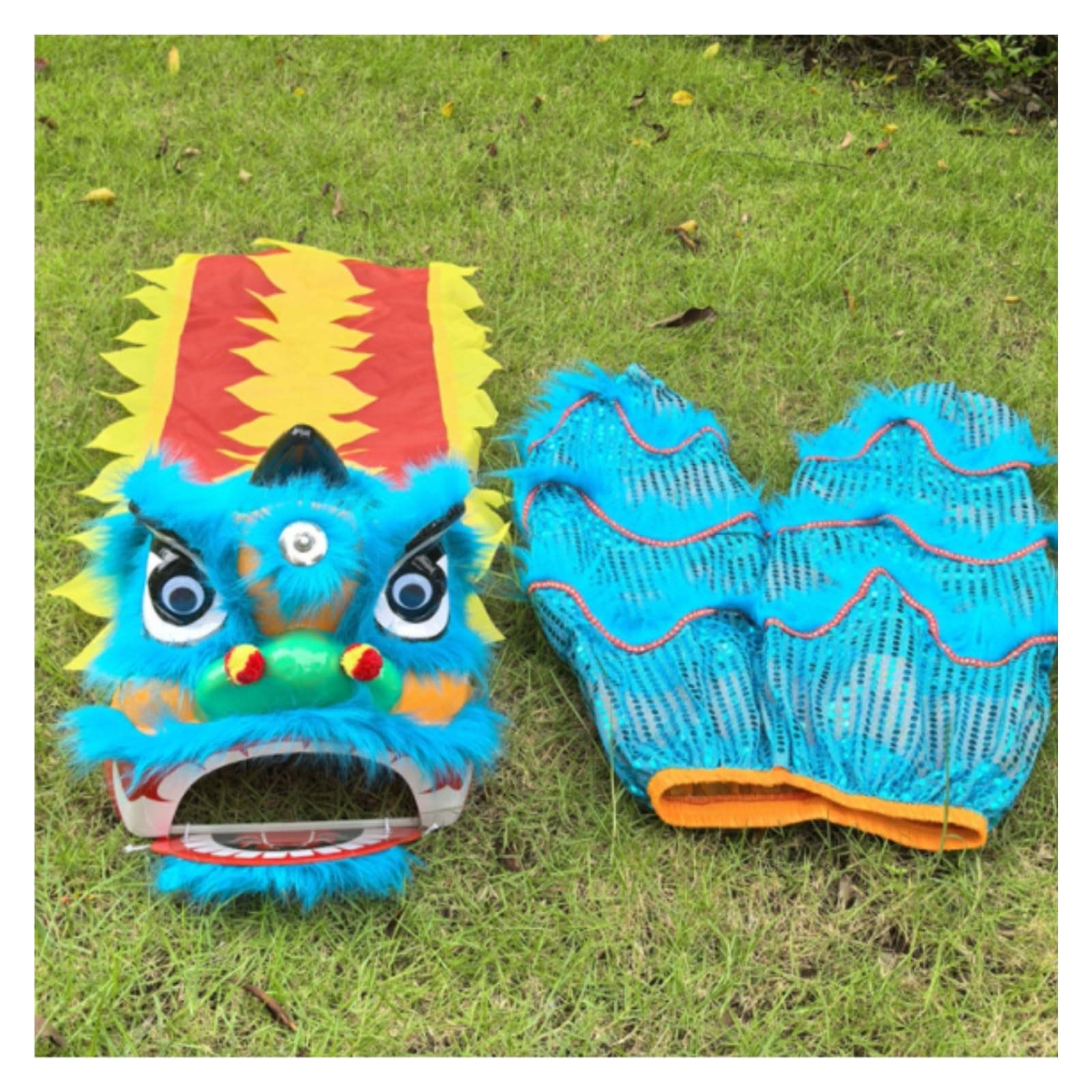 Krxsobnv A Lion Dance Clothes, Head Colorful Lion Performance Props Traditional Outdoor Sports