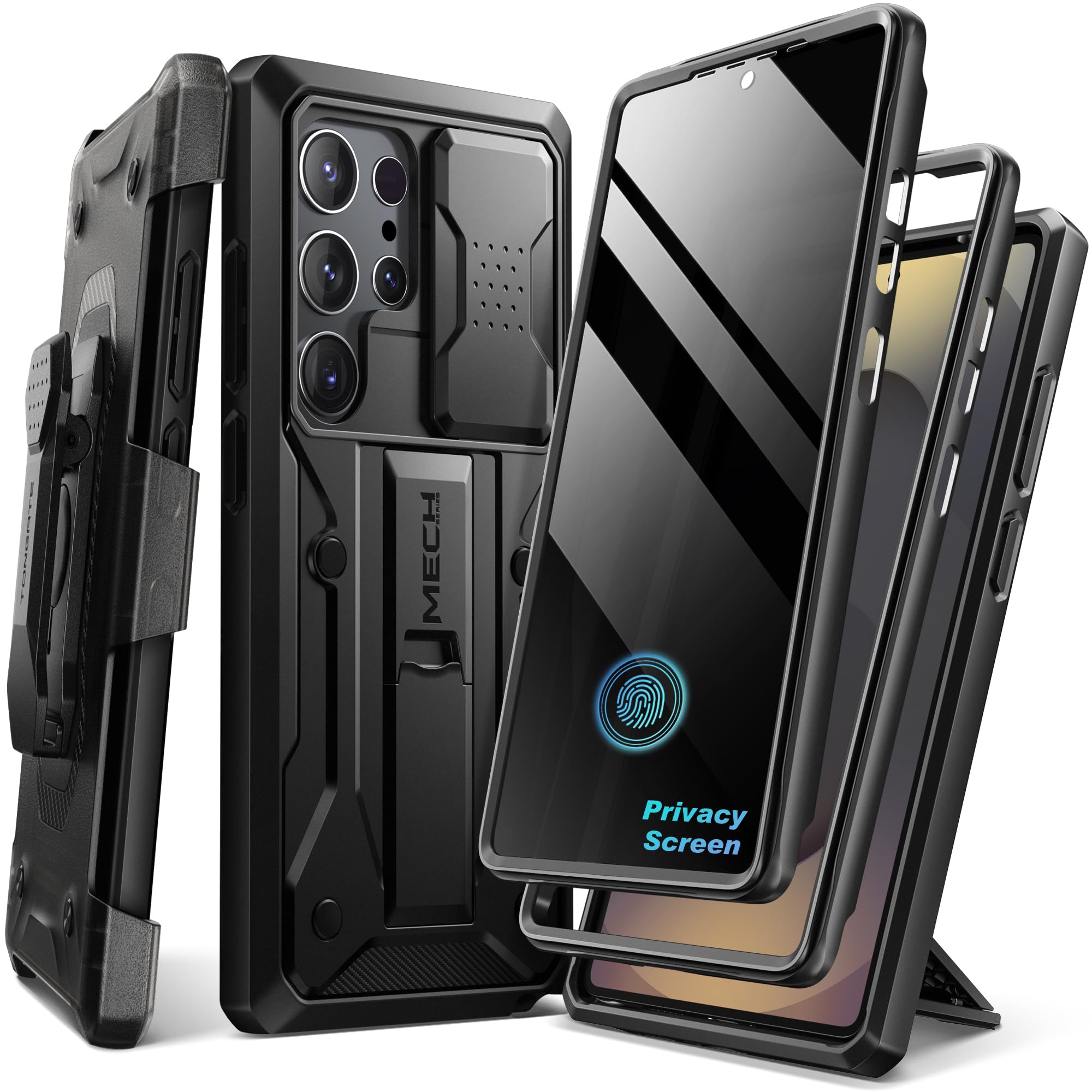TONGATE for Samsung Galaxy S24 Ultra Case with Privacy Screen Protector Slide Camera Cover 2 Front Frames Full-Body