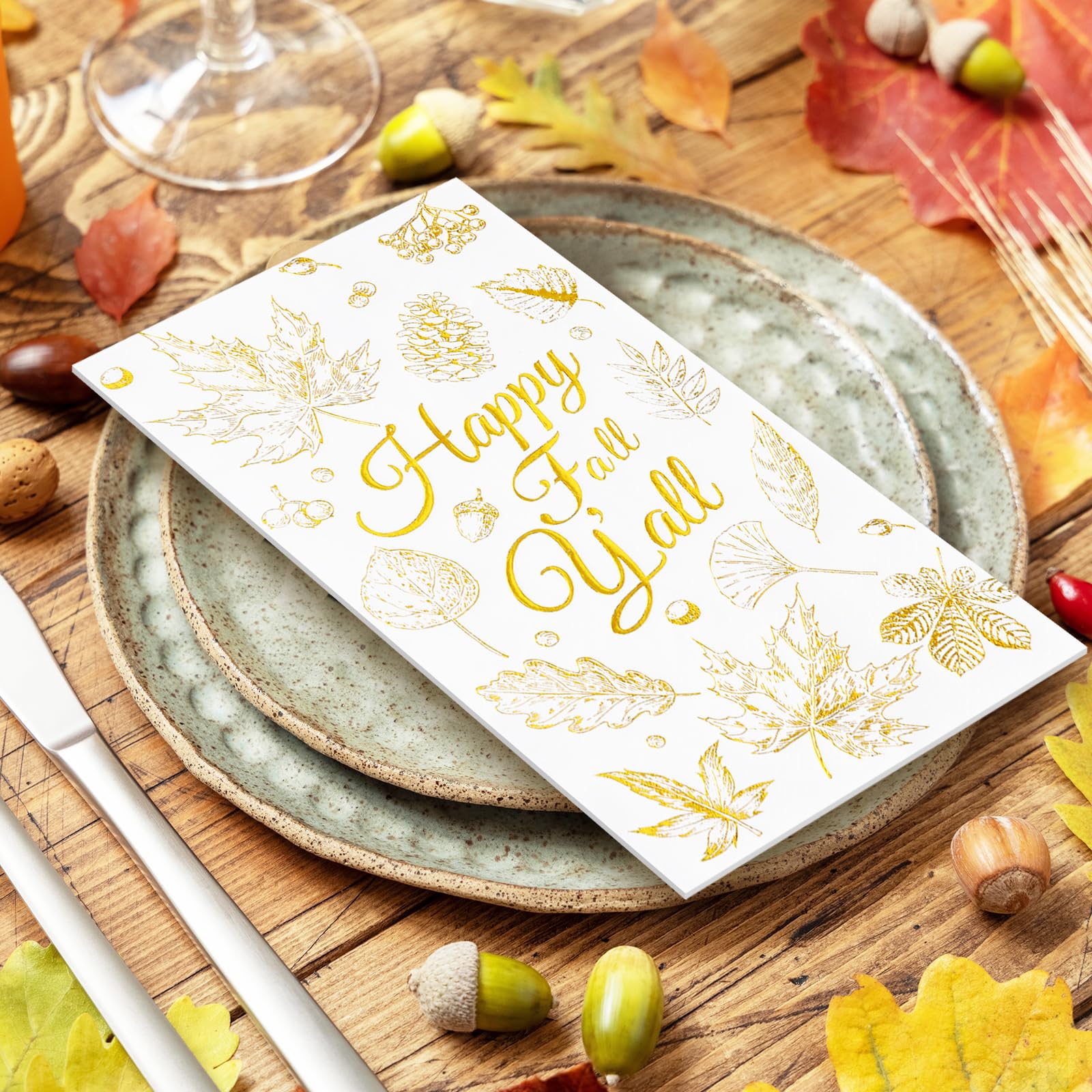 Whaline 100 Herbst-Servietten – Papierservietten Mit Kürbis & Blättern, Für Erntedank & Partys