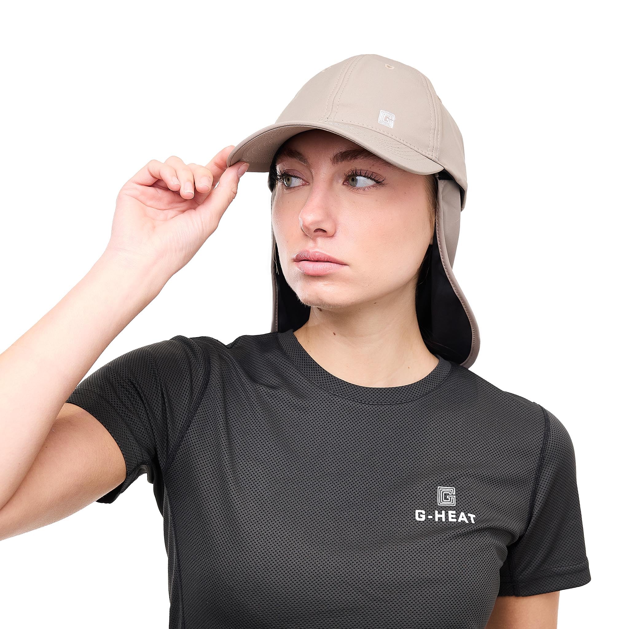 G-HEAT – Gorra Sahariana Anti-UV con protección UPF50+ | Refrescado instantáneo | Ligera, Transpirable | Protector de cuello desmontable | Ideal para ocio, senderismo, verano, quemaduras de sol