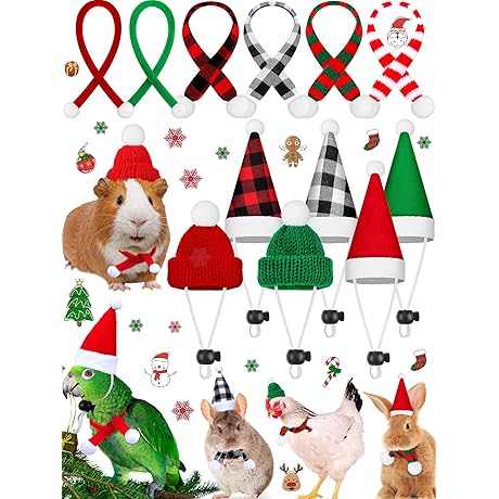 12 Pieces Christmas Tiny Hats Apparel for Guinea Pig