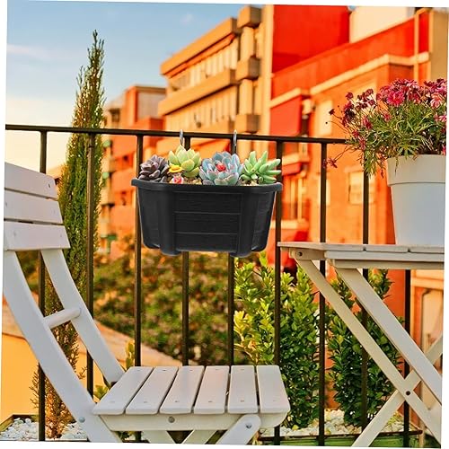 Miniatura 4 de 1 juego de macetas semicírculas montadas en la pared, montaje en pared, barandilla, jardinera, macetas colgantes de resina para exteriores, estante