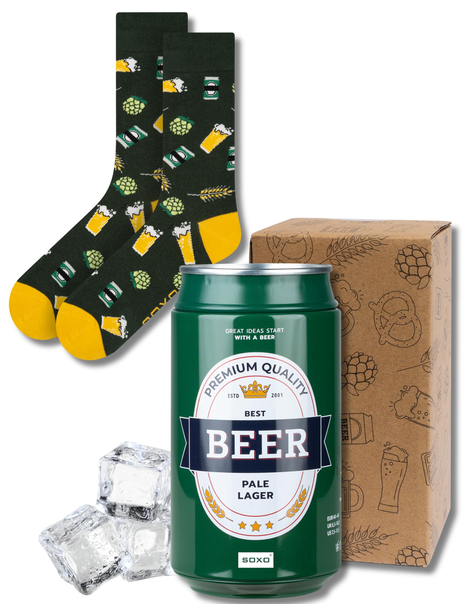 soxo Beer Lover Gifts Socks Men Mens Cotton Sock Colourful Funky Gift Men's Presents 6.5-10.5 Pale Lager2 1 Pair