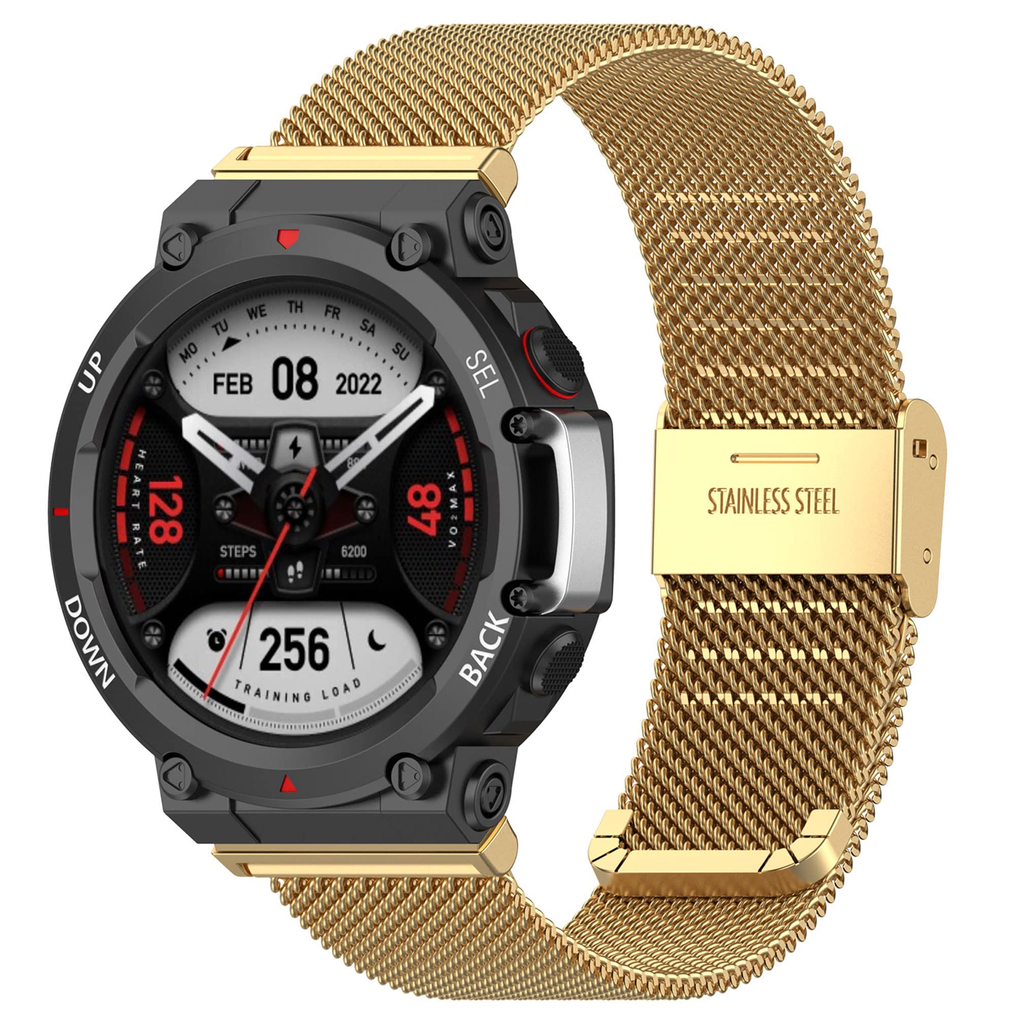 Chofit Cinturini compatibili con Amazfit T-Rex 2, cinturino di ricambio in acciaio inossidabile per Smart Watch T-Rex 2 (Argento