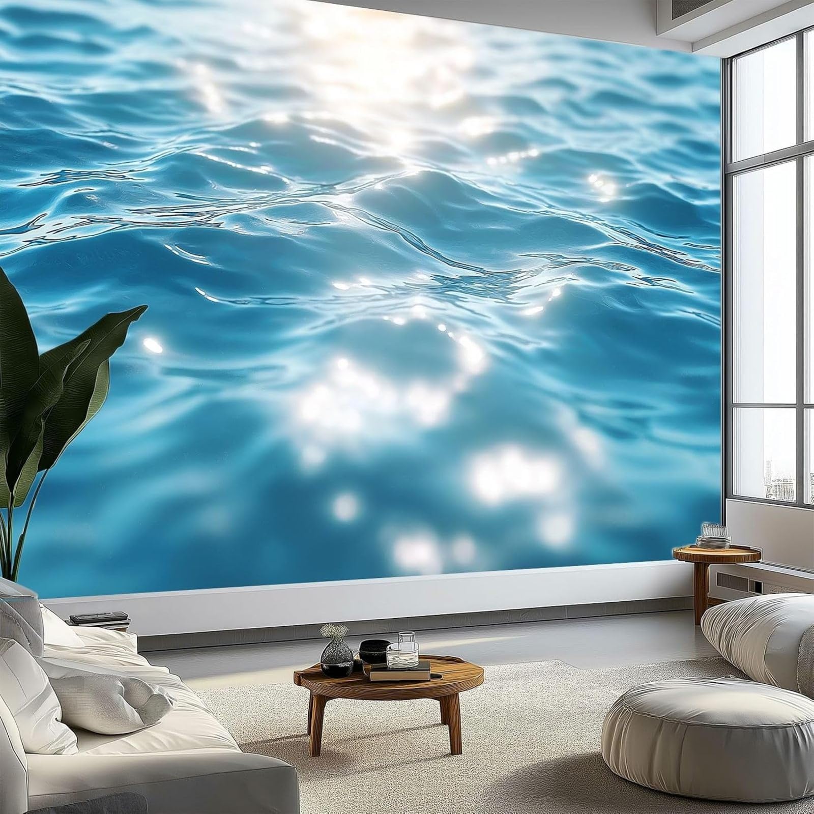 hgjdjhnf Photo Wallpaper Sunshine with Sea View Modern Wall Bedroom Living Room Wall Wallpaper Blue,430cmx300cm