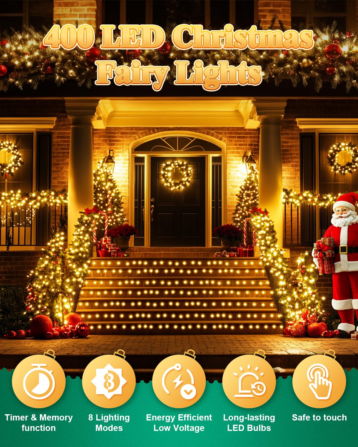 Dalugo Christmas Fairy Lights, 40M 400 LED 8 Mode Indoor Christmas Tree Lights Mains Powered with Timer, Memory Function - Image 2