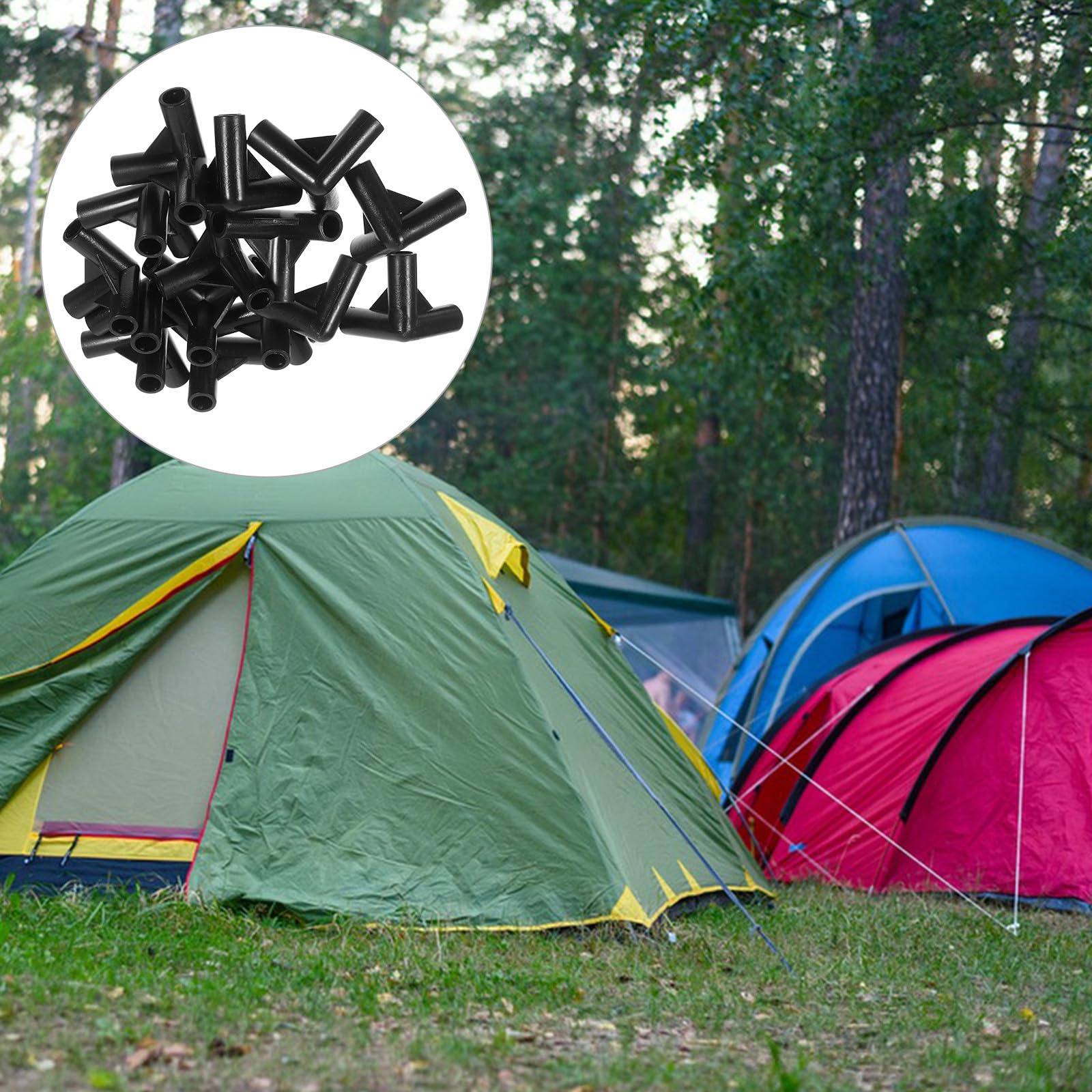 Veemoon 24 Pièces de Connecteurs de Poteaux de Tente en PE Noir, Petite Taille, Kit de Fixation pour Réparation et Installation de Canopée, Accessoires pour Auvent et Pergola, Usage