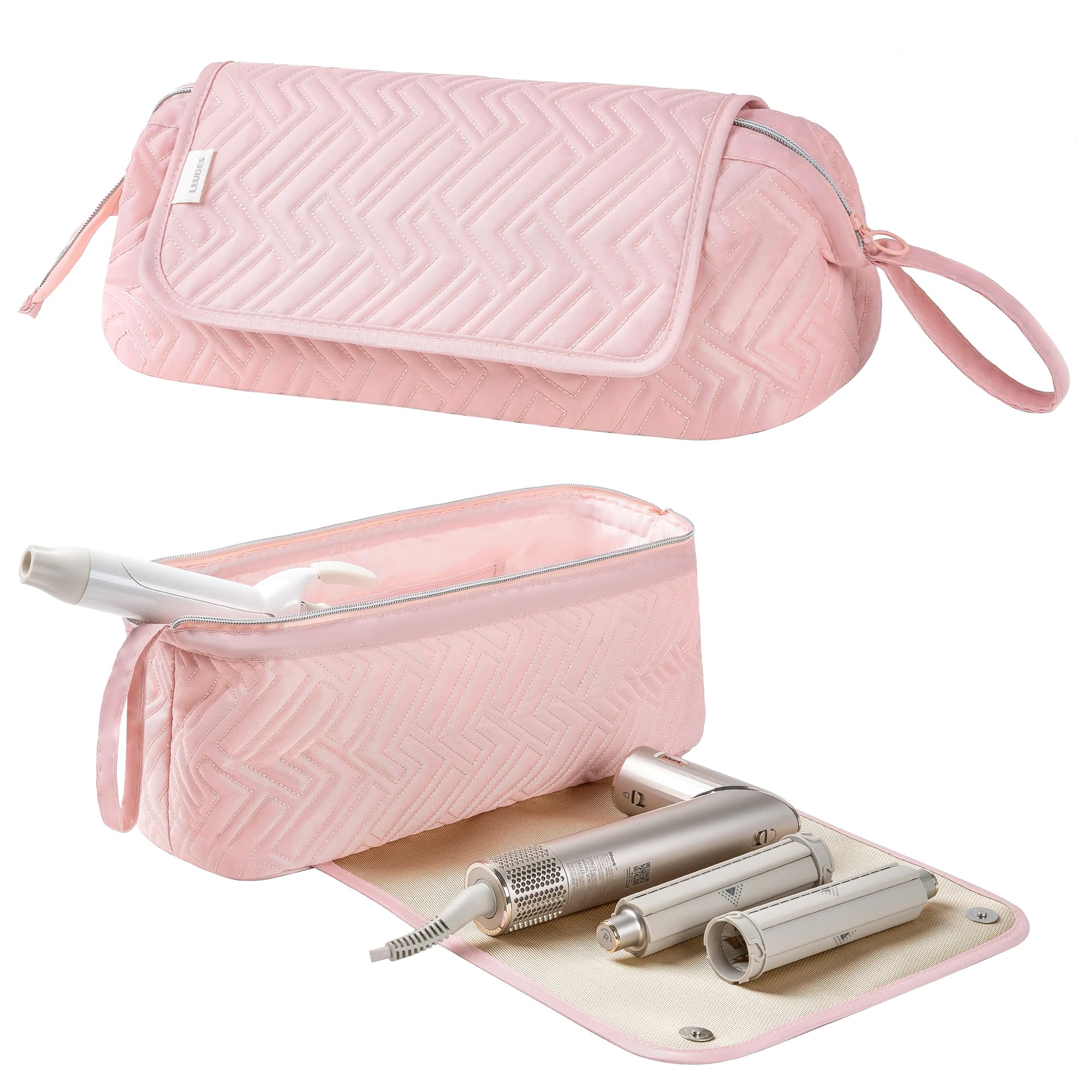 Bolsa de viaje para mujer, resistente al calor, para artículos esenciales de viaje, alisadores, planchas planas, rizadores, cepillos de aire caliente y secador de pelo, bolsas organizadoras 2 2