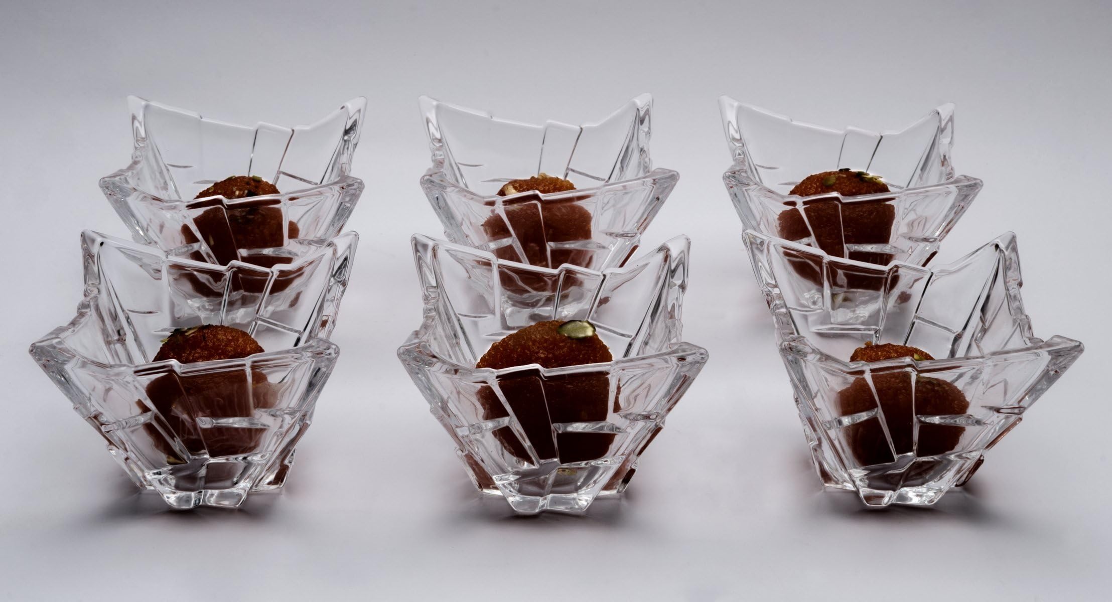 Star Galaxy, Crystalline Rock Design Glass Desert Bowl Set of 6 pcs - Size: ร 8.5 cm, h 6 cm