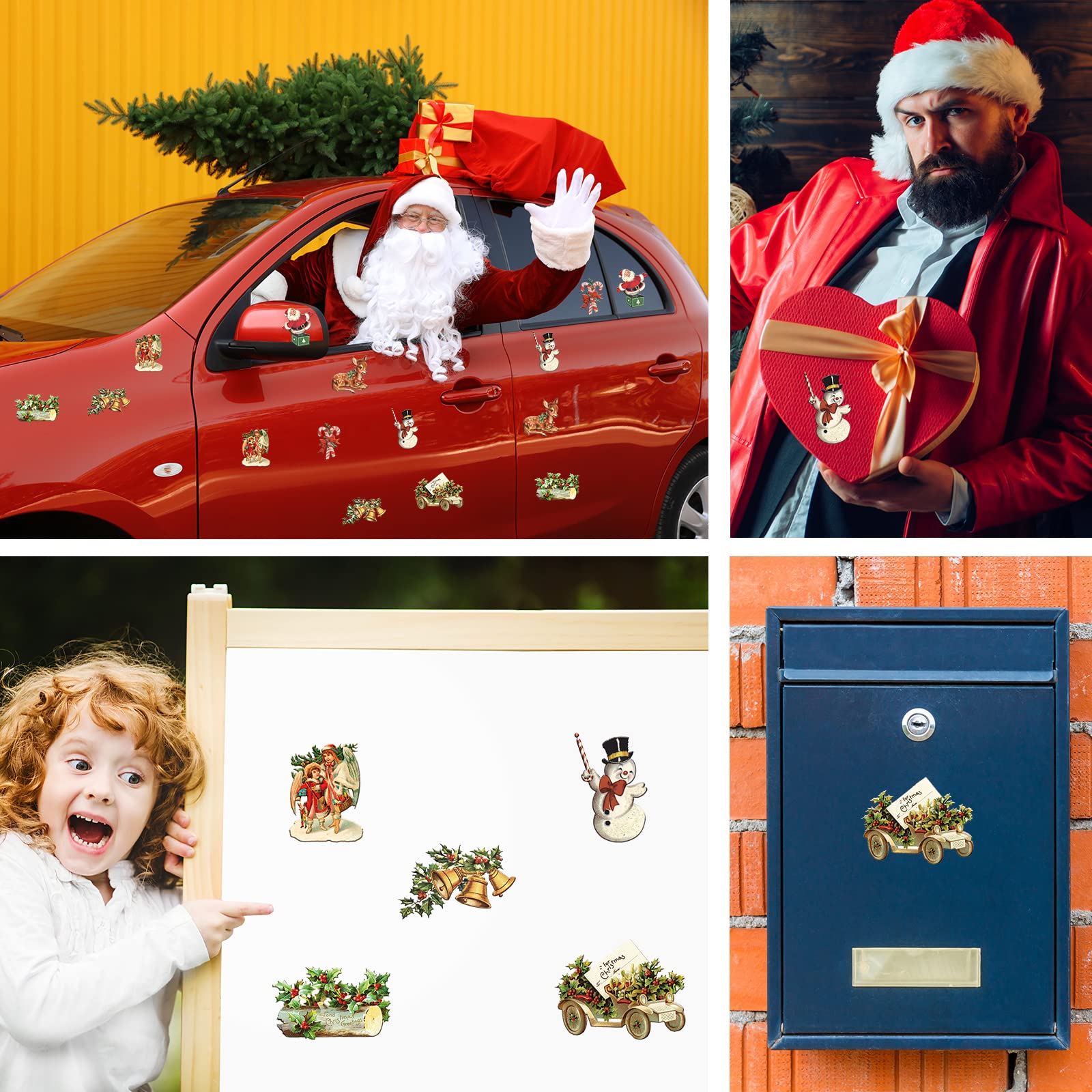 Snapklik.com : 16 Pcs Vintage Christmas Fridge Magnets Retro Christmas ...
