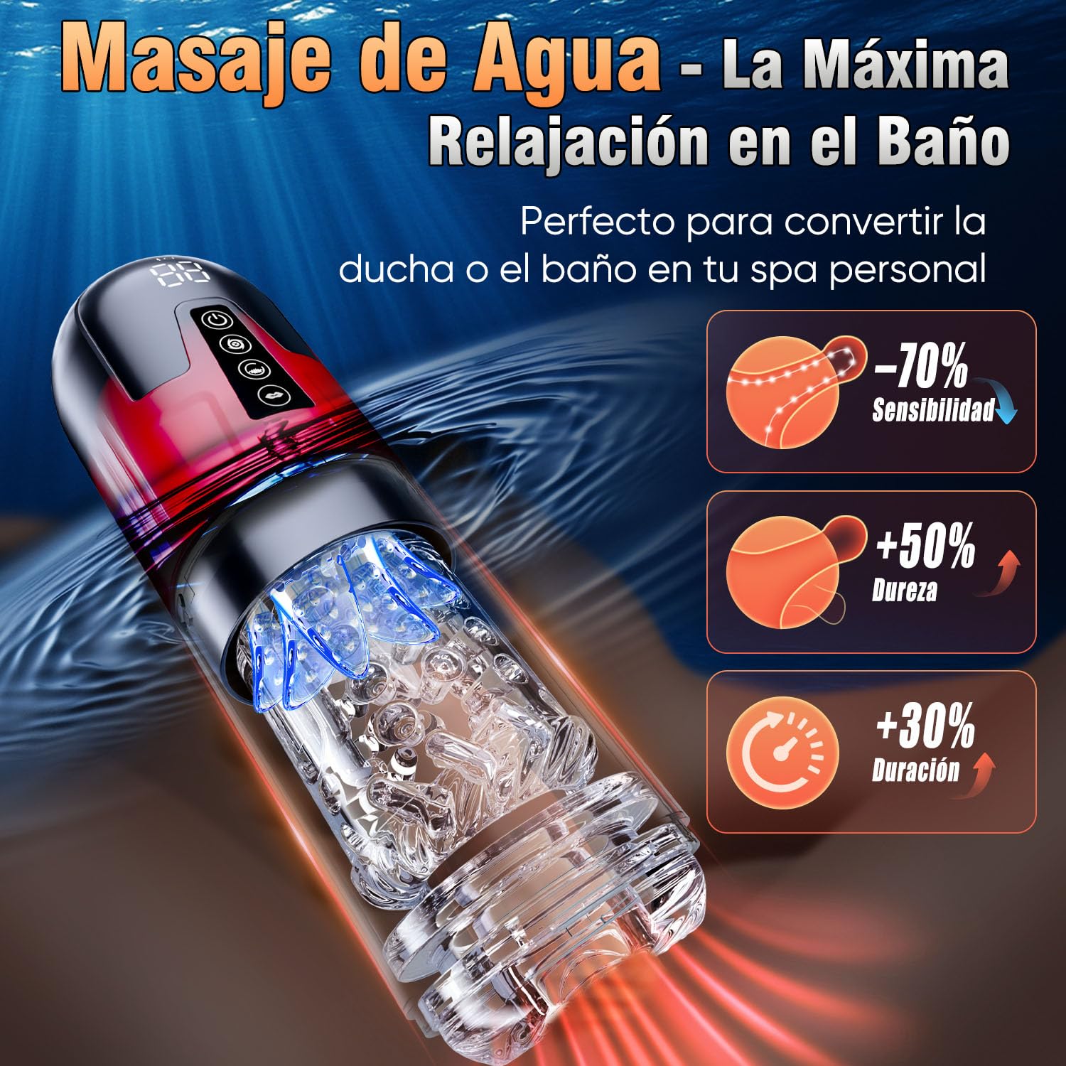 Masturbatore Uomo con Manicotto Extra, APP Sexytoysys Uomo con 9 Modalità Telescopica Rotazione Suzione Vibrazione, Pompa per Pene con Ingrandimento in 12 Secondi, Impermeabile per idromassaggio