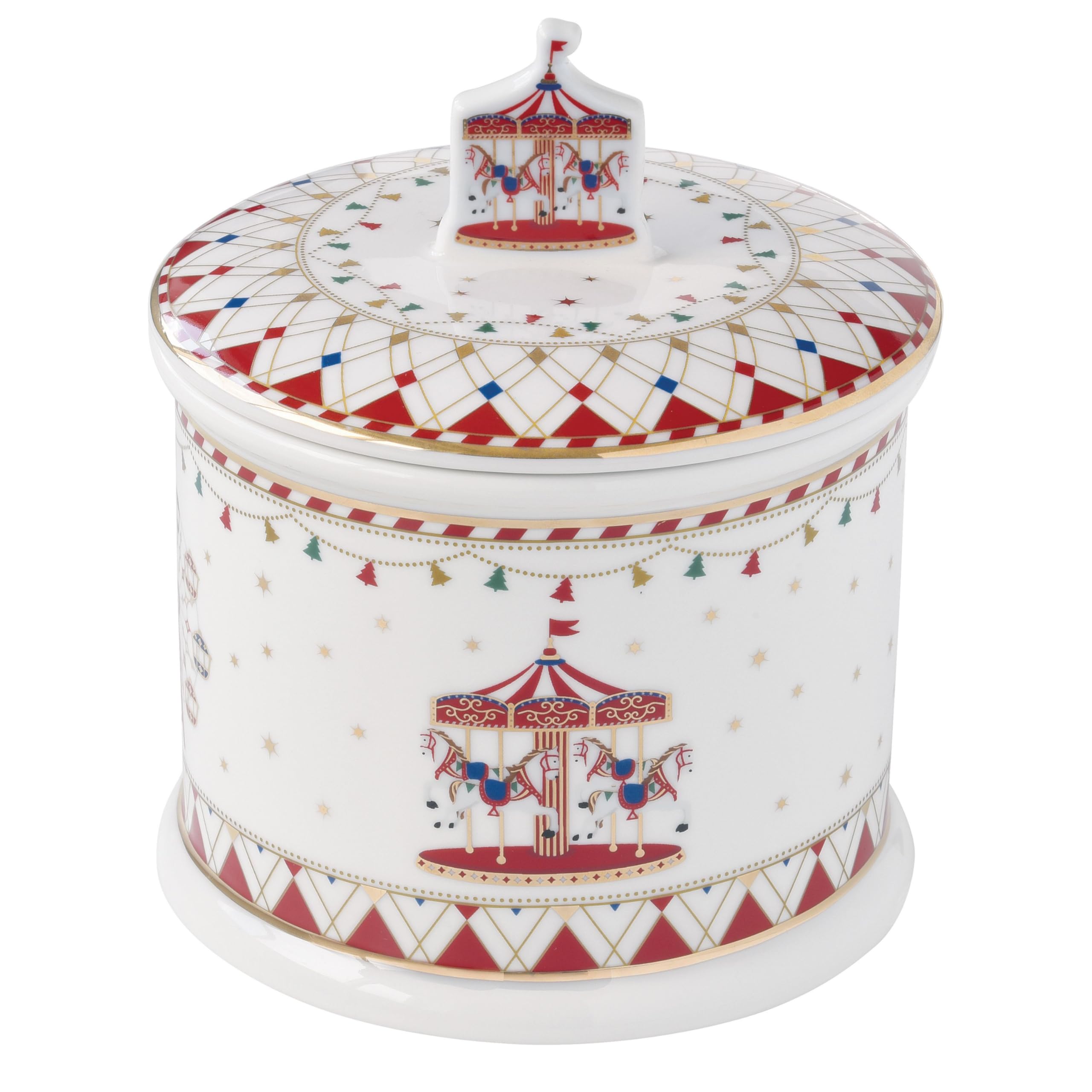 MamboCat Puszka na ciastka Christmas Wonderland I (szer. x wys.) 14 x 16,5 cm I okrągła puszka na wypieki z karuzelą I puszka do przechowywania, puszka na zapasy, Boże Narodzenie