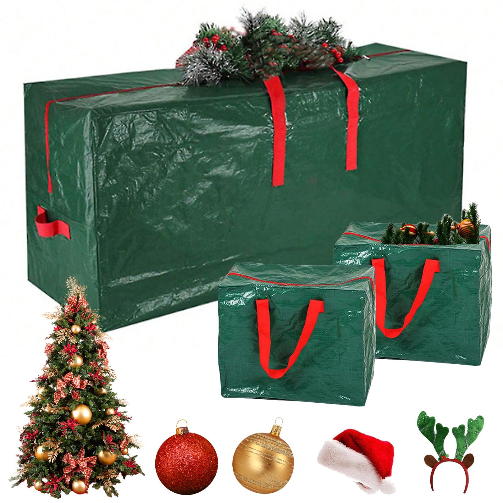 Sacchi Per Albero Di Natale - Set Da 3 Borse Impermeabili Per Riporre Albero E Decorazioni, 165x38x75 Cm - Foto 2