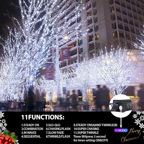 Miniatura 3 de Tira de 500 luces LED de Navidad para exteriores, extensibles, decoración navideña, luces enchufables con 8 funciones y temporizador, impermeable,