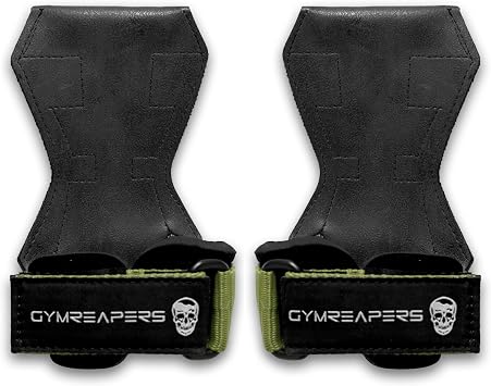 Gymreapers Weight Lifting Grips Pair for Heavy Powerlifting, Deadlifts, Rows, Pull Ups, with Neoprene Padded Wrist Wraps Support and Strong Rubber Gloves or Straps for Bodybuilding