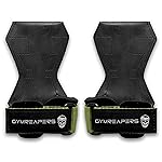 Gymreapers Weight Lifting Grips (Pair) for Heavy Powerlifting, Deadlifts, Rows, Pull Ups, with Neoprene Padded Wrist Wraps Support and Strong Rubber Gloves or Straps for Bodybuilding (Green, Small)