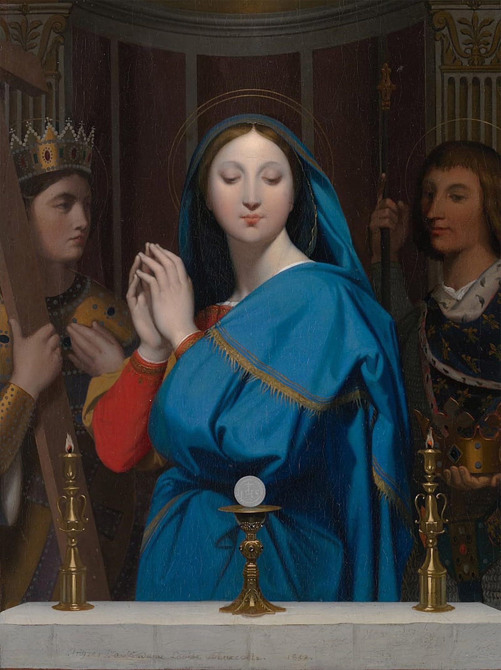 ARTXLXXBN Famous Print Painting Colorful Art Print the Virgin Adoring the Host by Jean Auguste Ingres Canvas Art Decorations for Home Decor 60x90cm