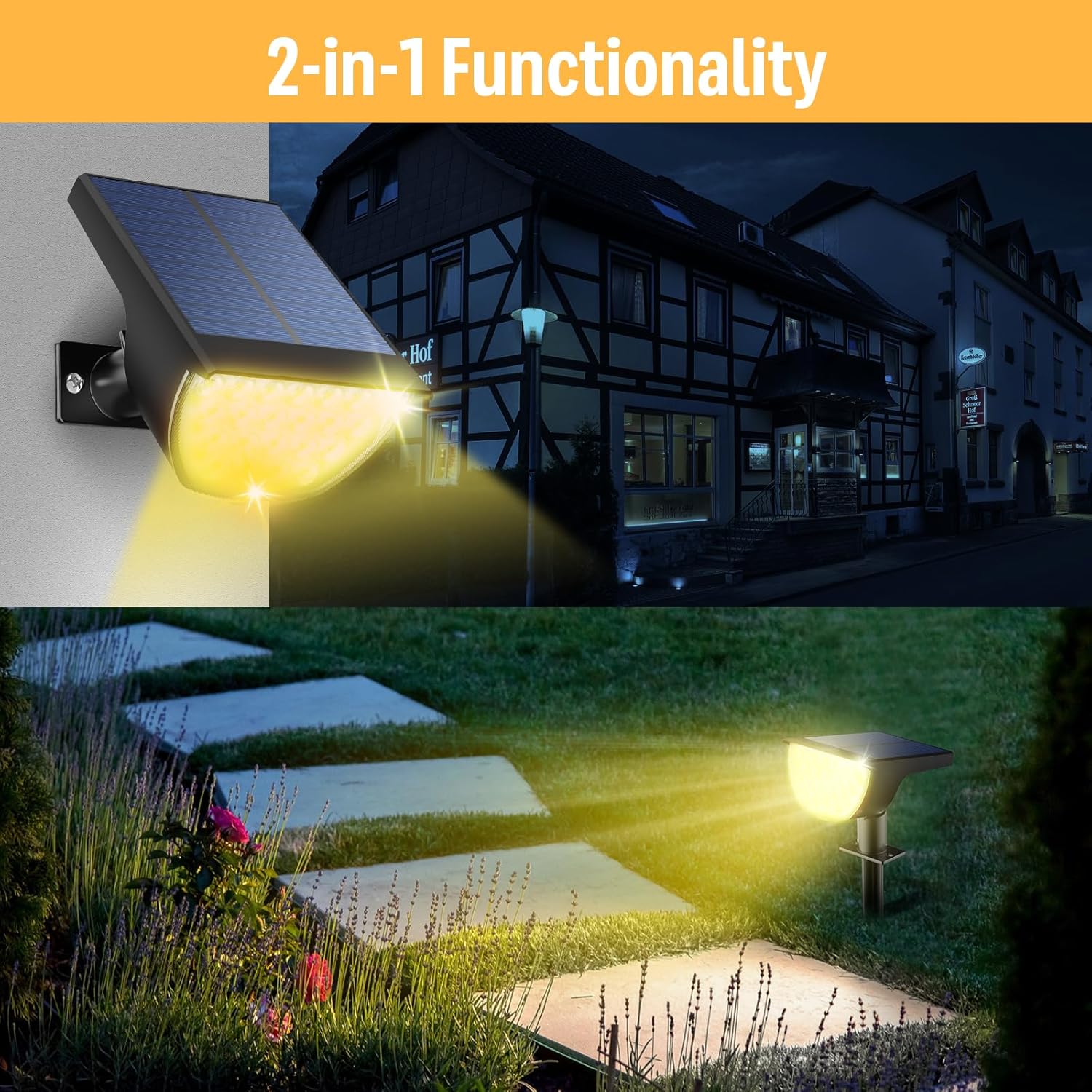 Solar Lights Outdoor Waterproof IP65, Solar Powered 76 LED 3 Lighting Modes Solar Spot Lights Outdoor for Yard Garden Landscape Pathway (Warm White, 4 Pack) - Image 4
