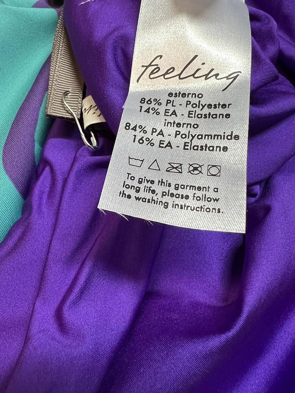 JUSTMINE Feeling by Bikini Double-Face Coppa C Acqua/Arancio/Viola B2627C 6102 Made in Italy tg XXXL - IT 52
