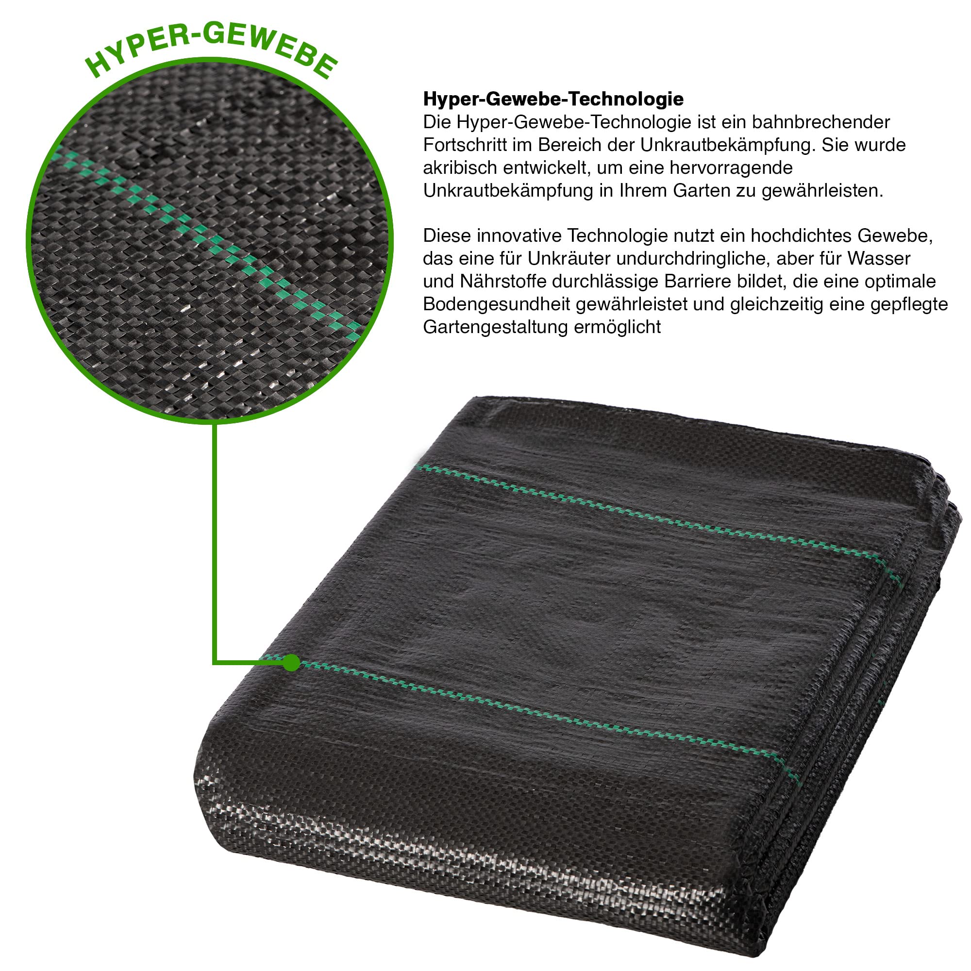 GroundMaster Unkrautvlies Extra Stark (2 m Breit x 10 m Lang) - 100g/m² Unkrautvlies Wasserdurchlässig, Bodengewebe Unkrautflies für Garten, Hochbeet, Einfahrt usw., Anti Unkrautvlies Pflanzfolie