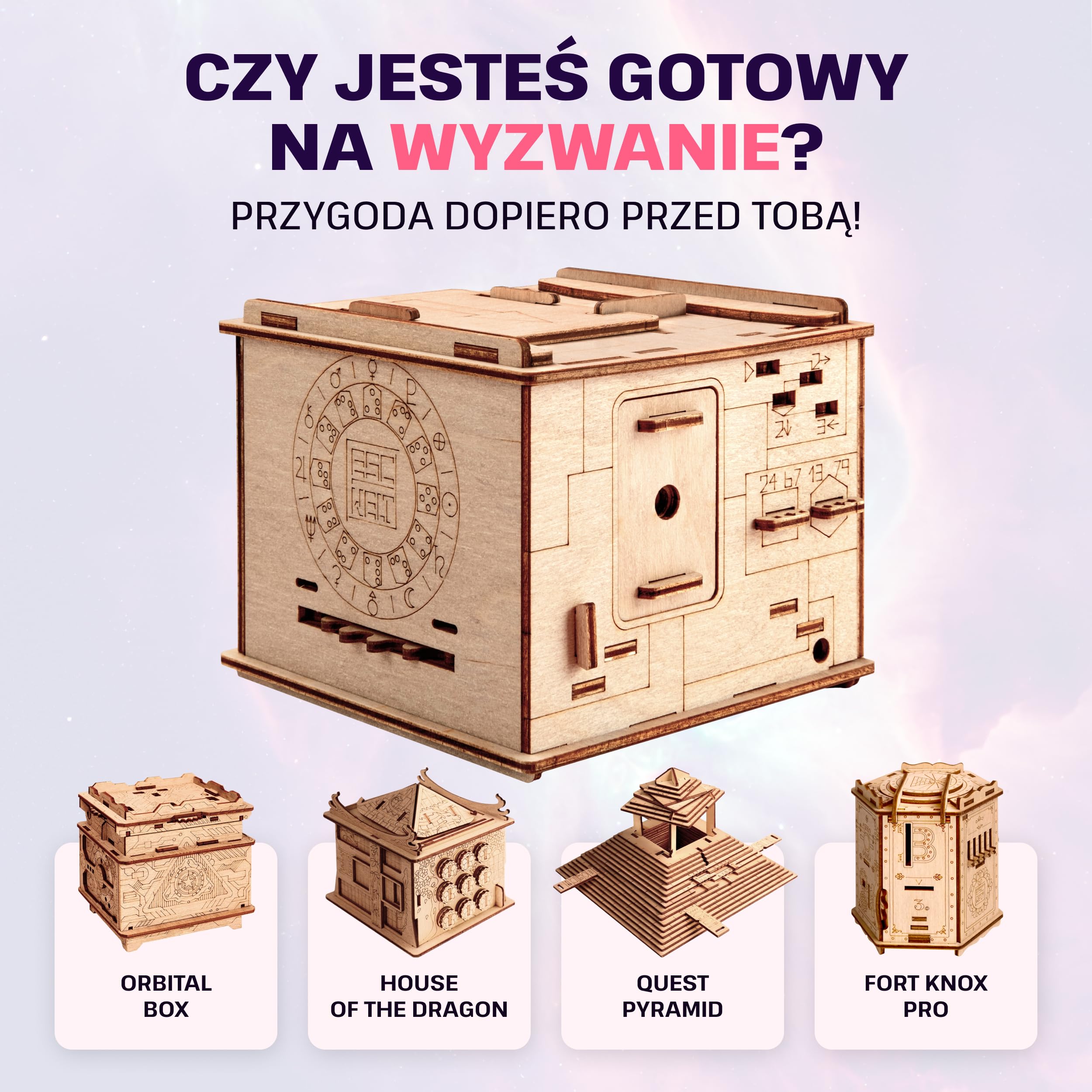 ESC WELT Space Box - Drewniane Pudełko Układanka z Brzozy dla Nastolatków - Zaawansowana Drewniana łamigłówka dla Przyjęcia Urodzinowego i Wieczoru Rodzinengo - 3D Drewniane Pudełko Układanka