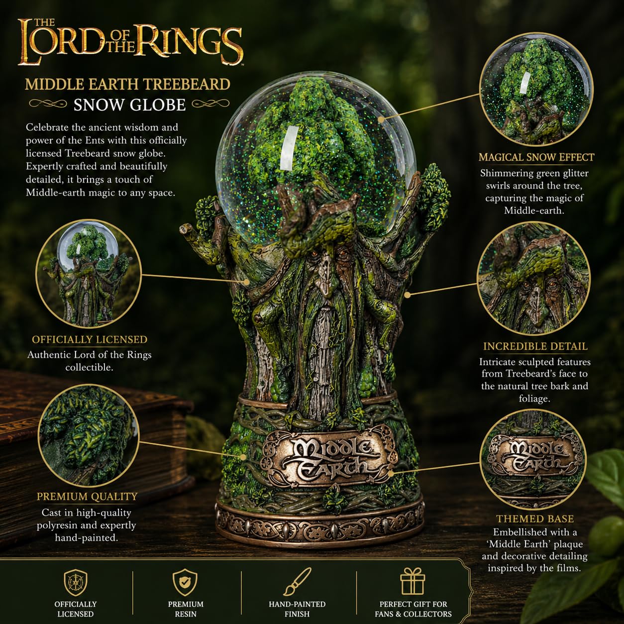 Nemesis Now Boule à Neige sous Licence Officielle Lord of The Rings Terre du Milieu Vert 22,5 cm