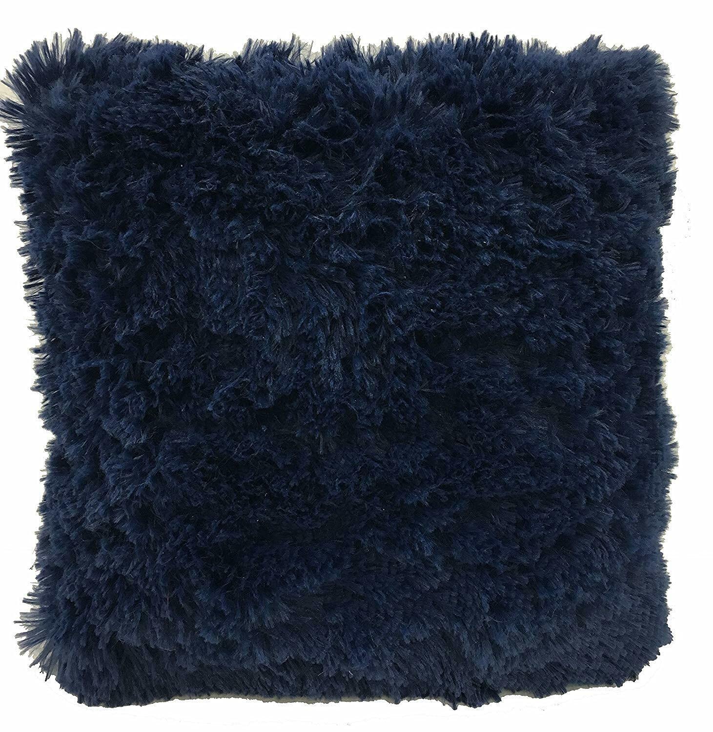 DiamondHome Super Soft Faux Fur Decorative Filled Throw Pillow Cushion (Navy Blue)