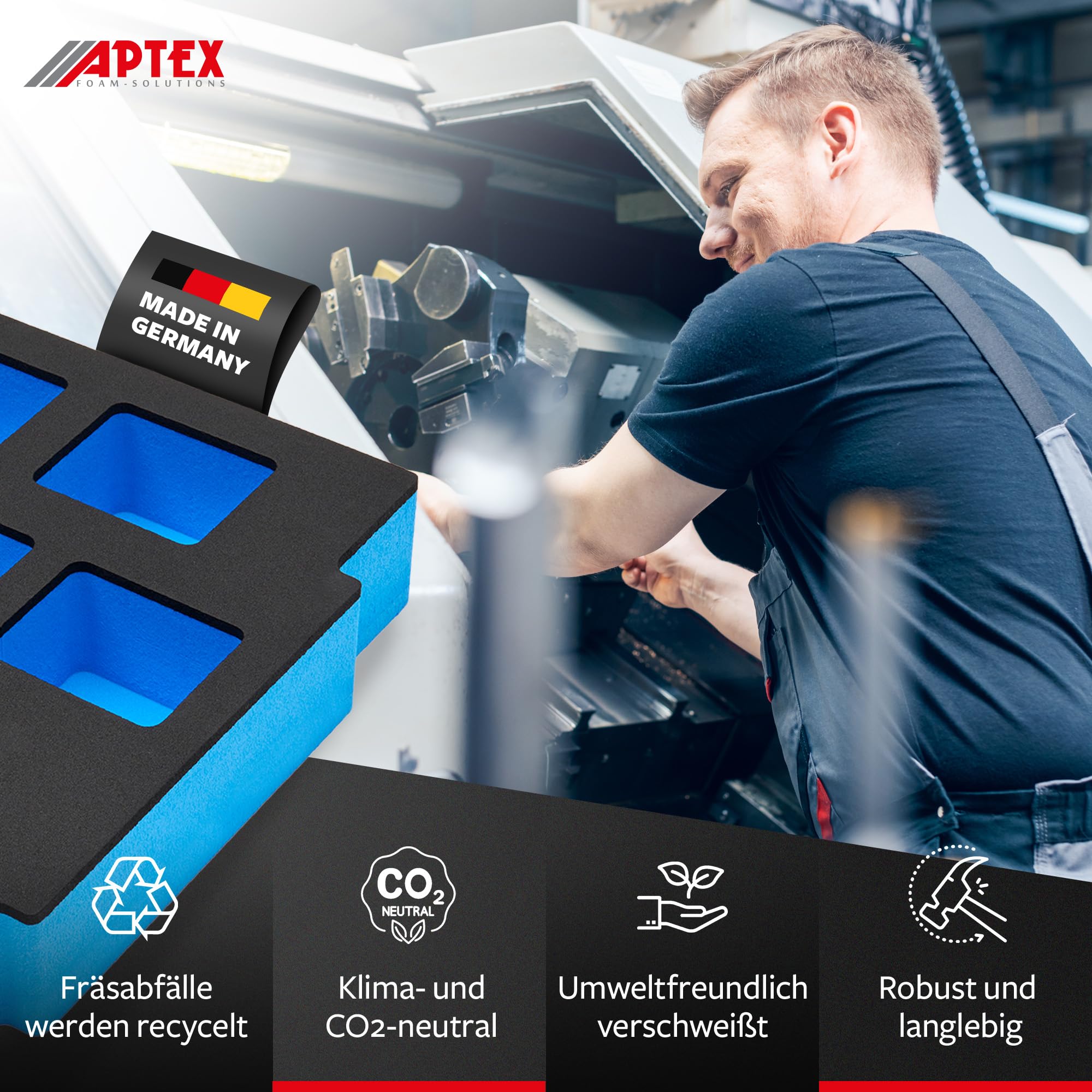 APTEX Schaumeinlage passend für Makita Akkus 18V MakPac Gr. 2-3