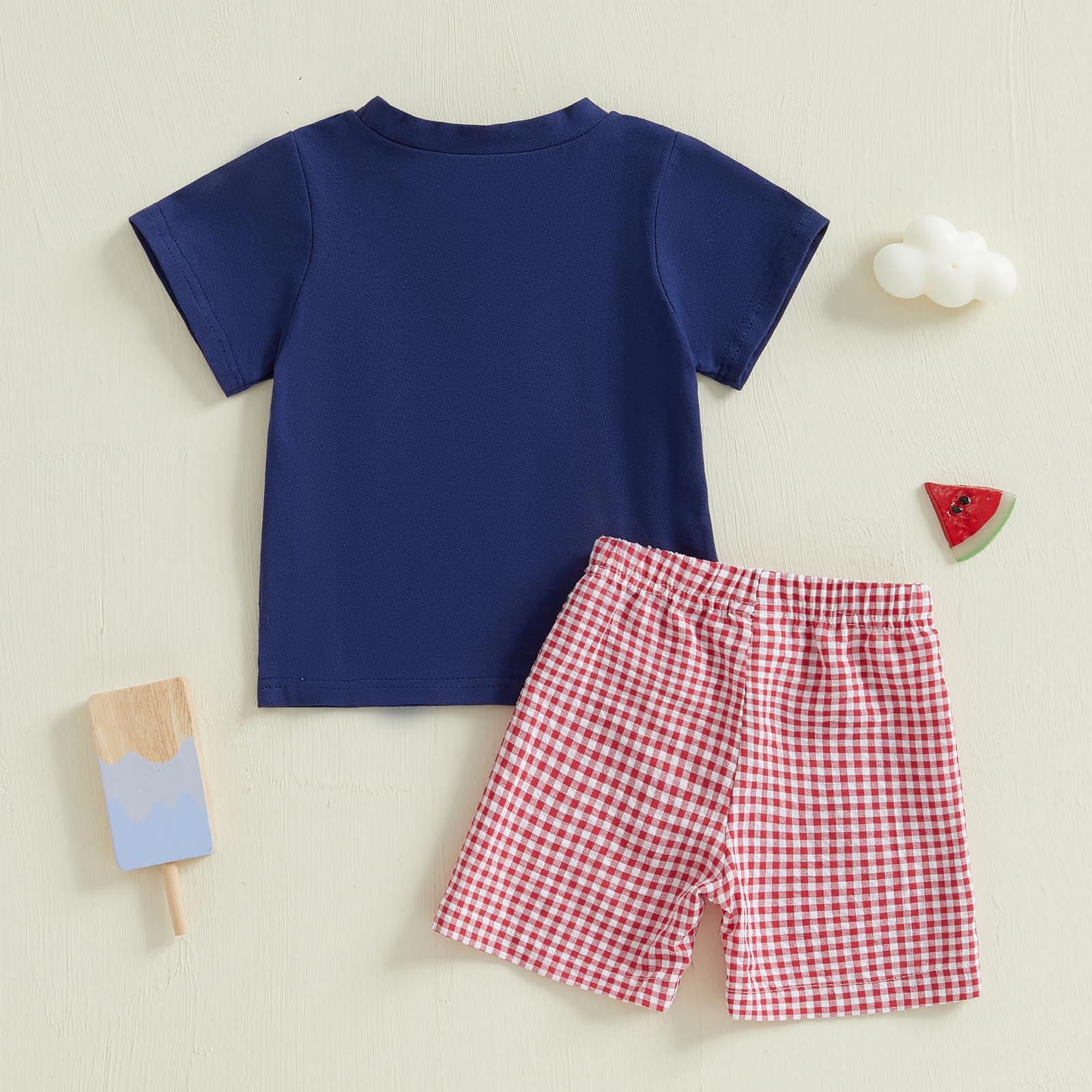 NEVUQO Toddler Baby Boy Summer Outfits Farmer Truck Gingham Boxer Shorts Set Little Kids 2Pcs Clothes 6 12 18 Months 2T 3T 4T (Fire Truck Blue, 2-3T)