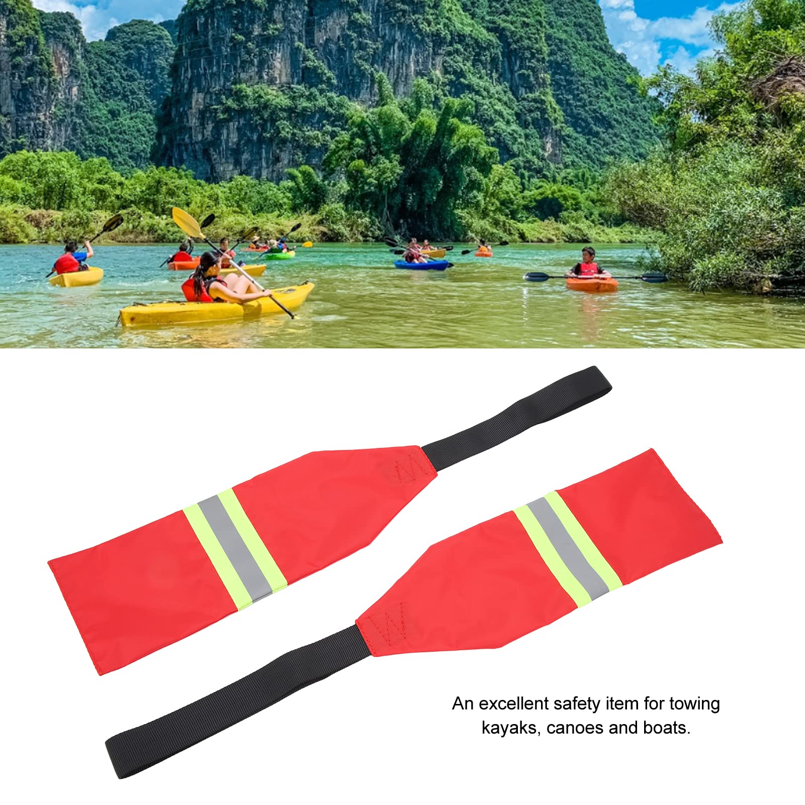 Lot De 2 Drapeaux De Sécurité Rouge Pour Kayak/canoë - Tissu Oxford, Bande Réfléchissante, 35.6x14 Cm